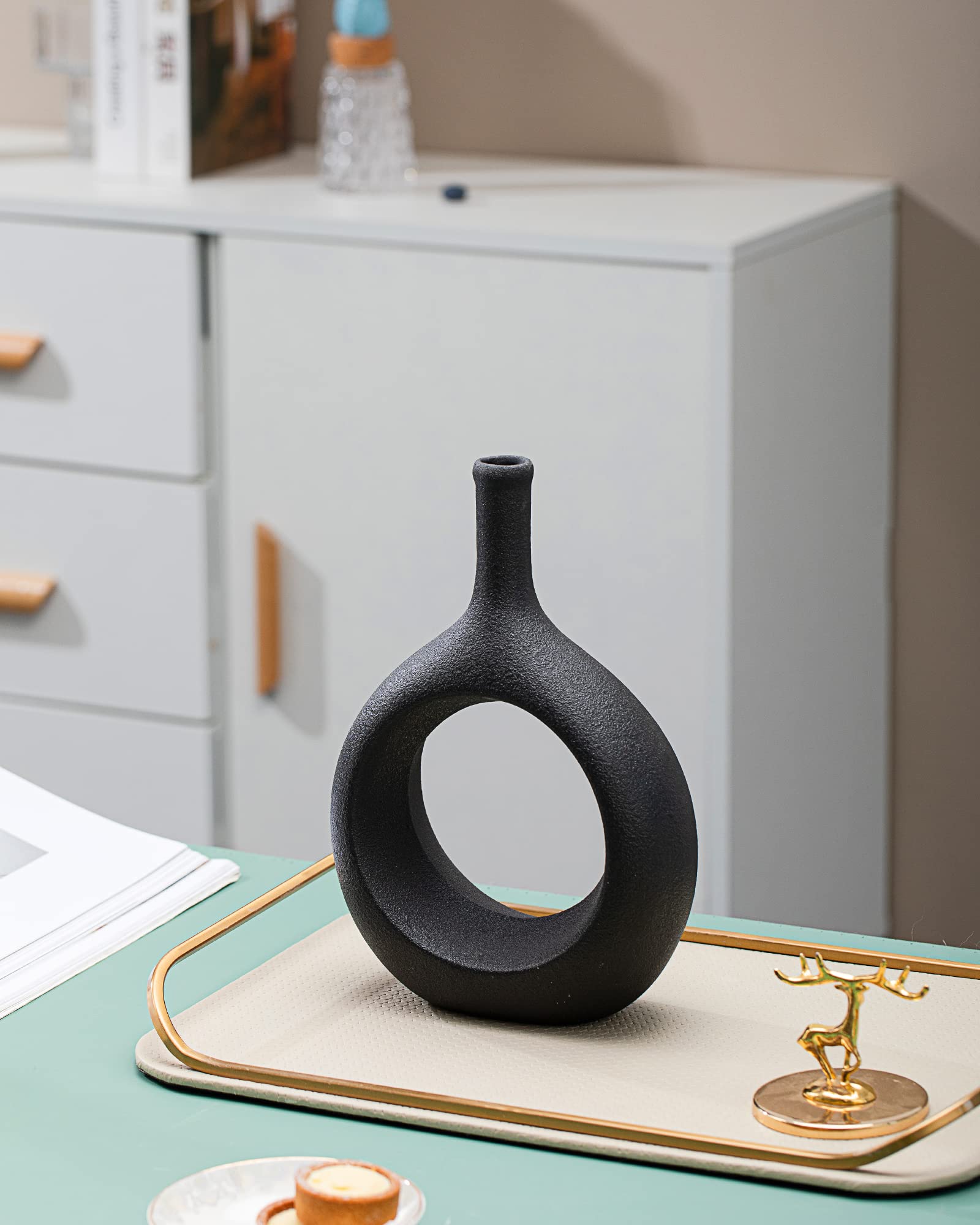 Modern Black Vases for Home Decor - Elegant Table Centerpieces for Dining & Living Room | Perfect for Wedding, Party & Interior Design Décor