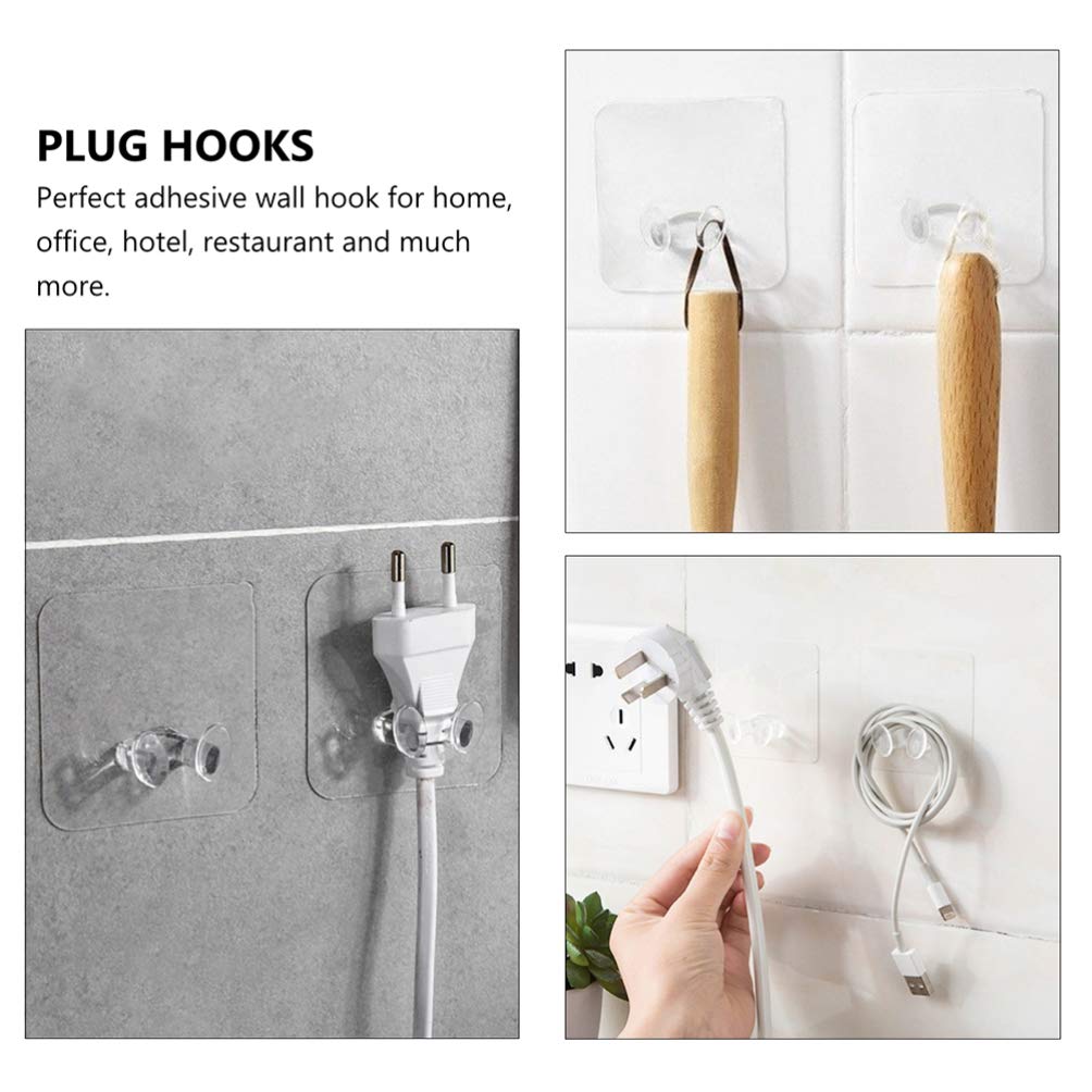 30pcs Adhesive Wall Hooks for Power Cords - Strong Plug Hangers, Cable Organizers - Perfect for Home, Office, Kitchen & Bathroom Organization