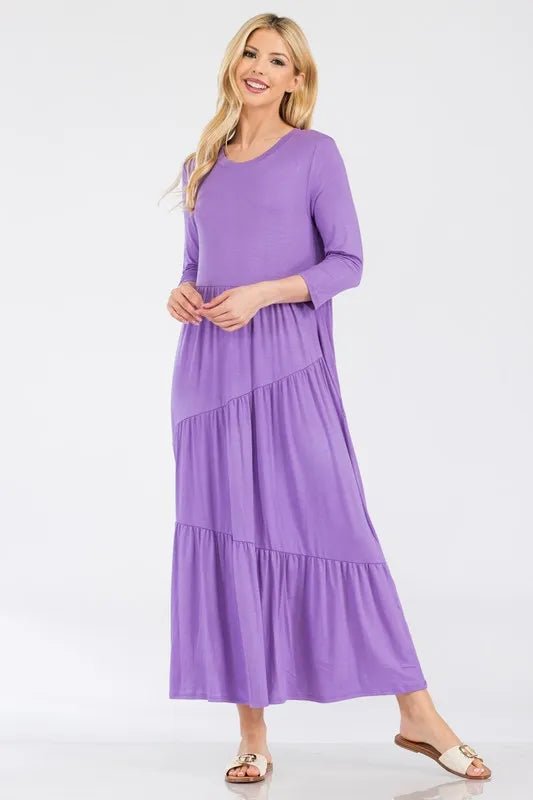 Celeste Asymmetric Tiered Midi Dress for Women - Plus Size Flowy Summer Dress for Beach, Wedding & Special Occasions