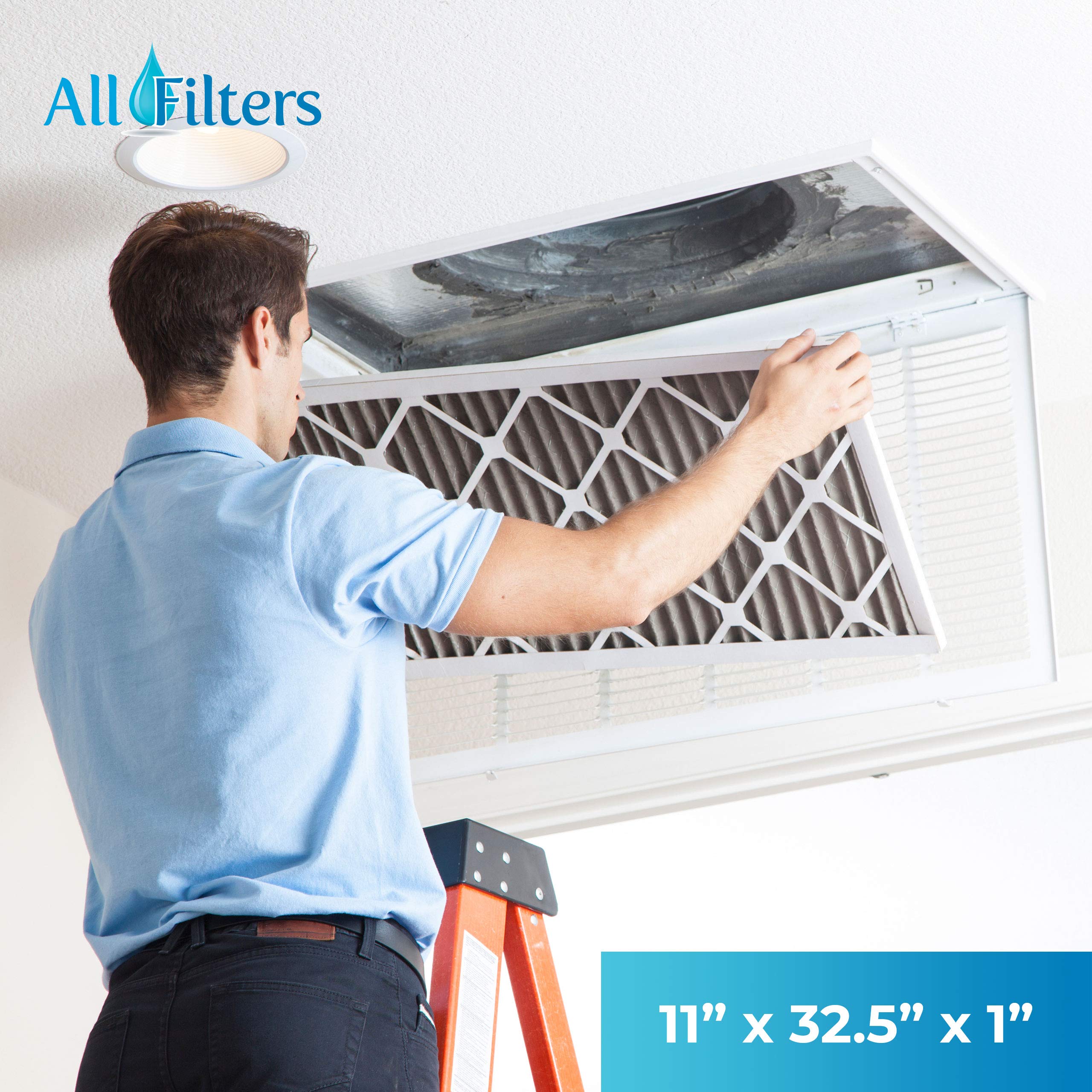 SpiroPure 11x32.5x1 MERV 11 Pleated Air Filters - 6 Pack, Made in USA - Perfect for HVAC Systems, Home Air Purifiers & Commercial Ventilation