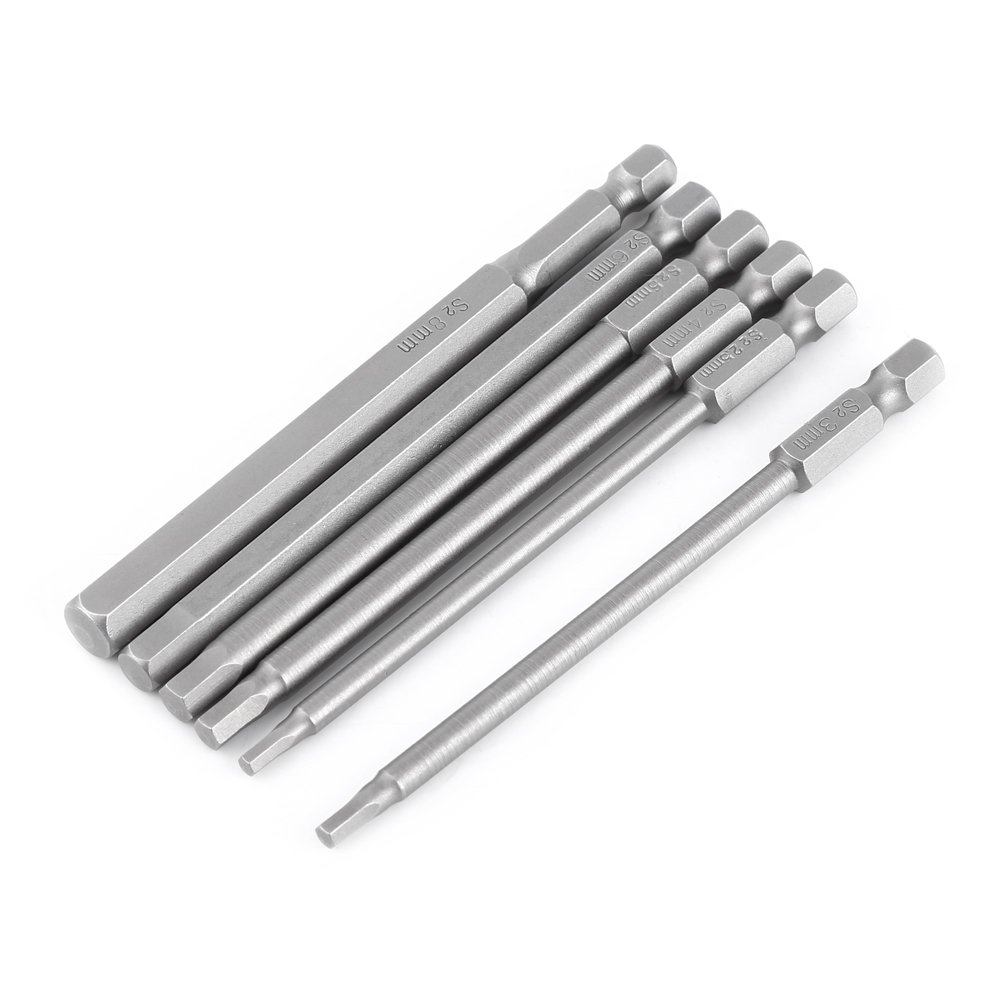 6-Piece 100mm Magnetic Hex Screwdriver Bit Set with 1/4