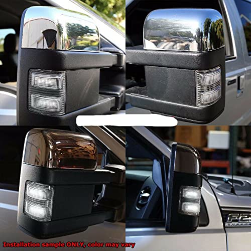LED Side Mirror Marker Turn Signal Lights Parking Lamp for 2008-2016 Ford F250 F350 F450 F550 Super Duty Pickup Truck - Driver & Passenger Side (Clear Lens White LED) - Enhanced Visibility & Safety for Night Driving & Parking