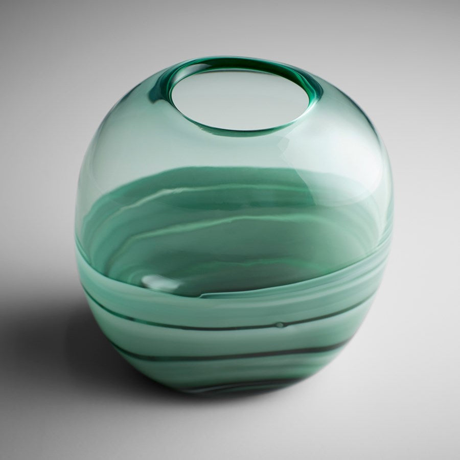 Cyan Design 10883 Torrent Vase - Green Squat Ceramic Vase for Home Decor, Centerpiece, Wedding & Floral Arrangements
