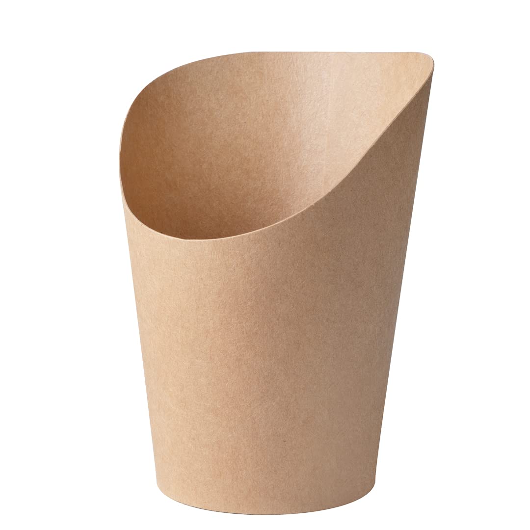 Restaurantware Bio Tek 12oz French Fry Containers - 100 Disposable Kraft Paper Charcuterie Cups with Incline Design | Stackable for Waffles, Chips, Popcorn | Perfect for Catering, Movie Nights & Party Snacks