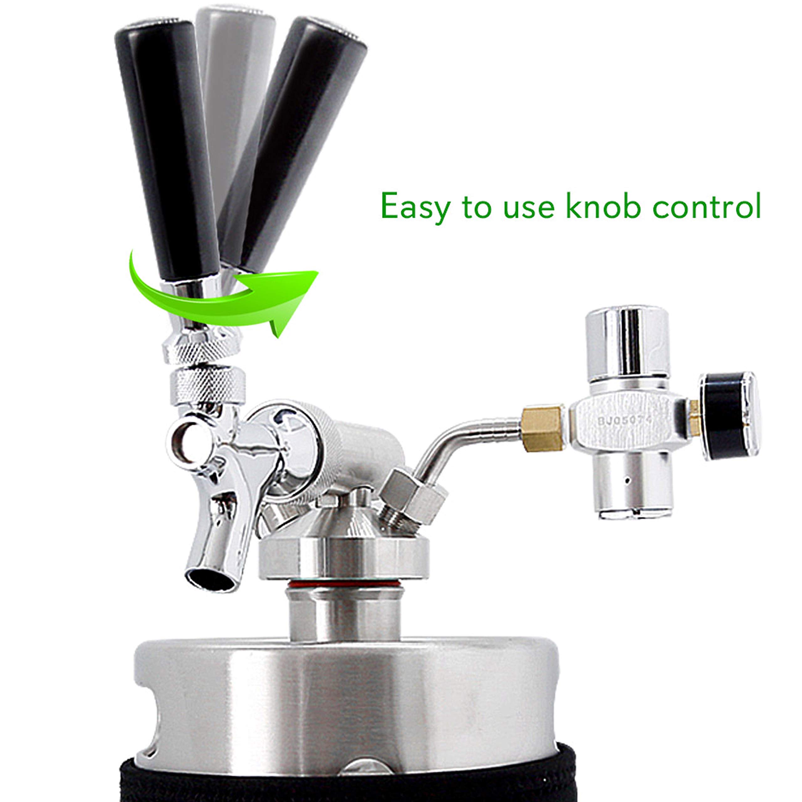 NutriChef 128oz Pressurized Growler Tap System - Stainless Steel Homebrew Mini Keg Dispenser with CO2 Regulator for Craft Beer, Draft Beer - Perfect for Home Brewing, Parties, Camping & Outdoor Events