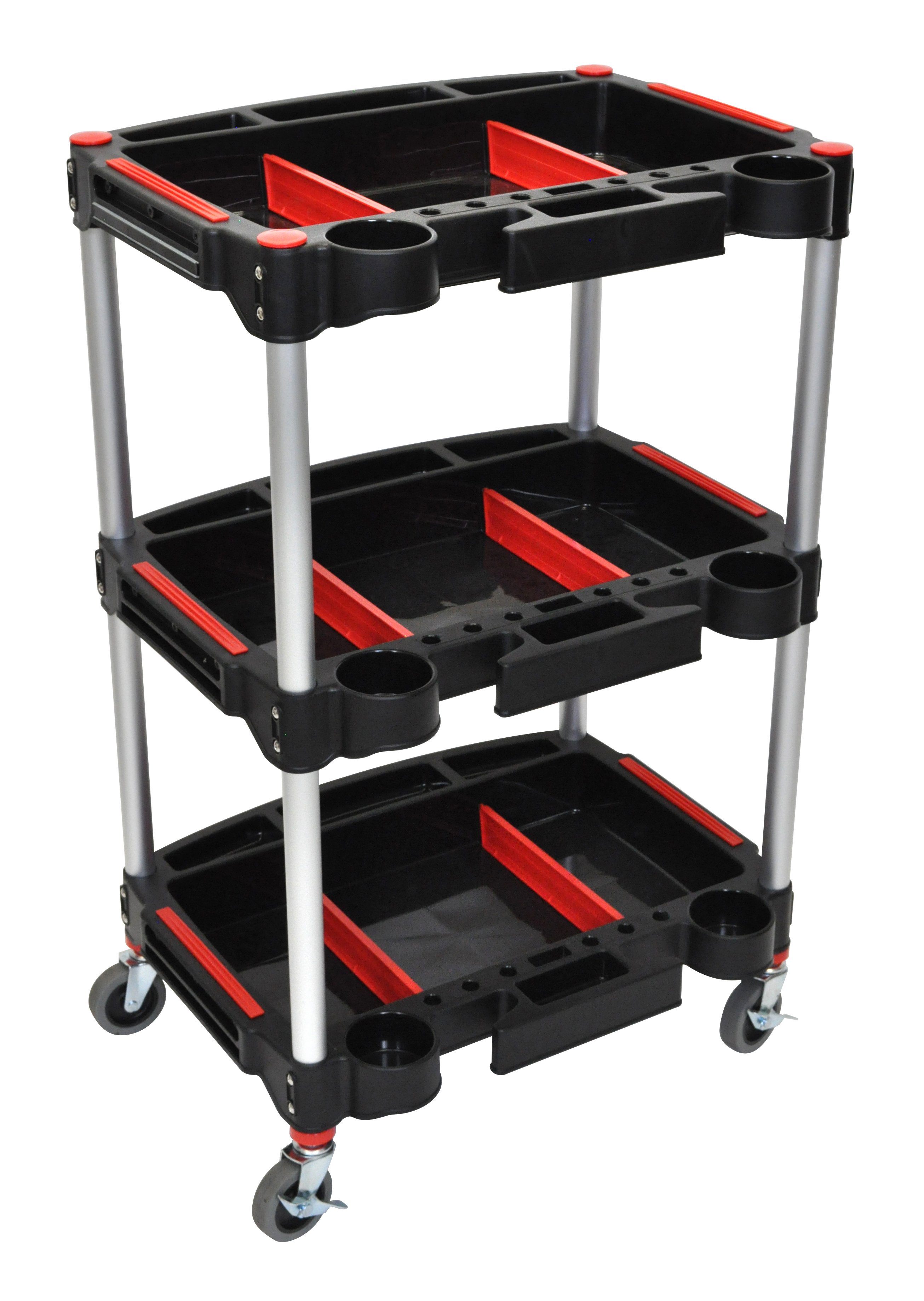 Luxor 3-Shelf Rolling Tool Cart with Locking Wheels - Heavy Duty Metal Utility Cart for Garage, Workshop, and Automotive Repair - Perfect for Organizing Tools and Equipment