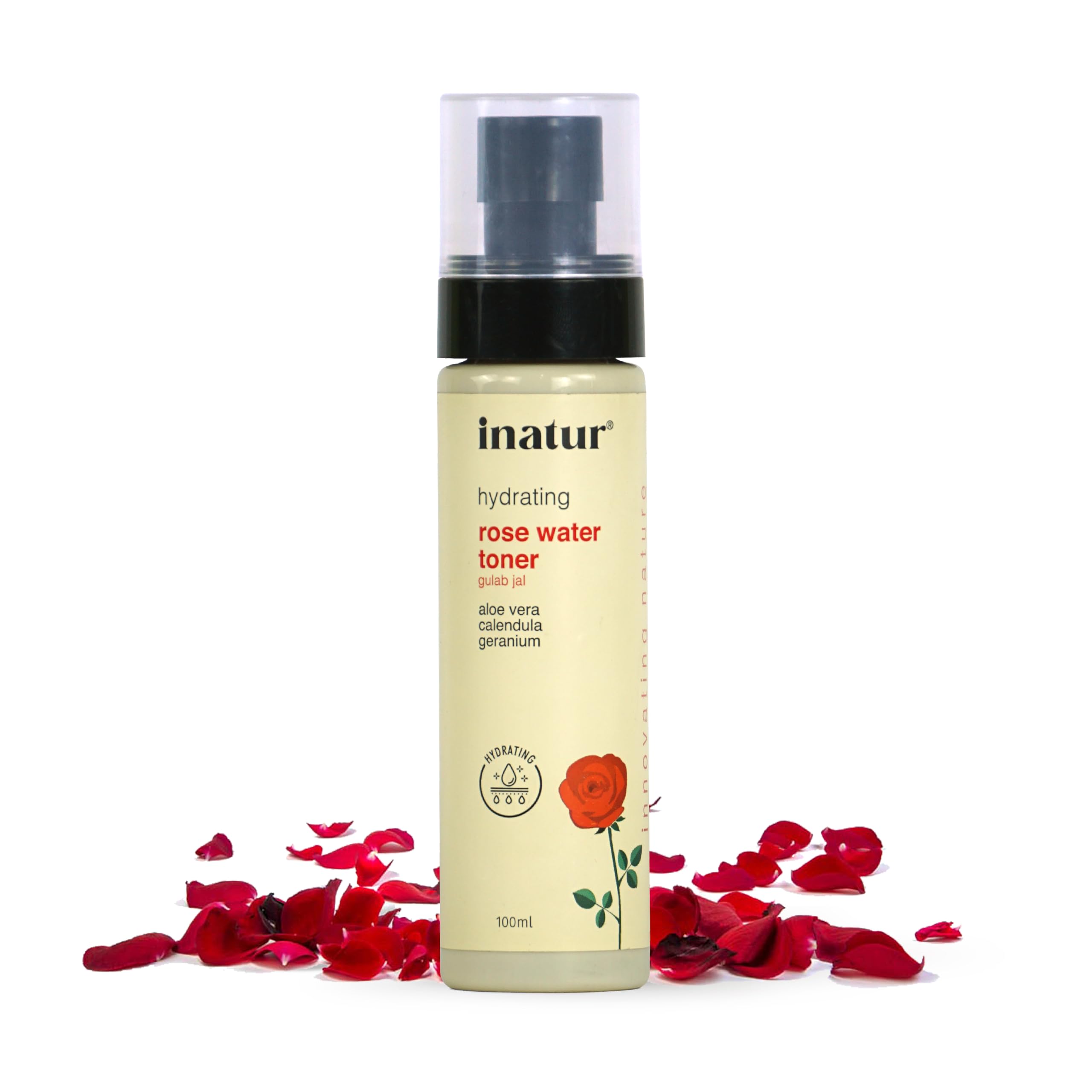 inatur Rose Water Toner with Calendula - 100% Natural Alcohol-Free Facial Toner for Sensitive Skin | Hydrating, Soothing & Pore Minimizing | Refreshing & Nourishing Treatment for Radiant Complexion | 100ml | Perfect for Daily Skincare Routine & Post-Workout Refreshment