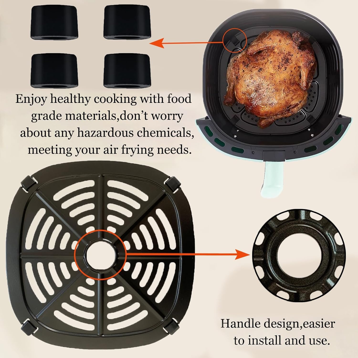 Upgraded 2.6QT Nonstick Air Fryer Crisper Plate & Grill Pan for DASH Air Fryers - Dishwasher Safe Accessory for Healthier Frying, Grilling & Roasting - Perfect for Chicken Wings, French Fries & Vegetables