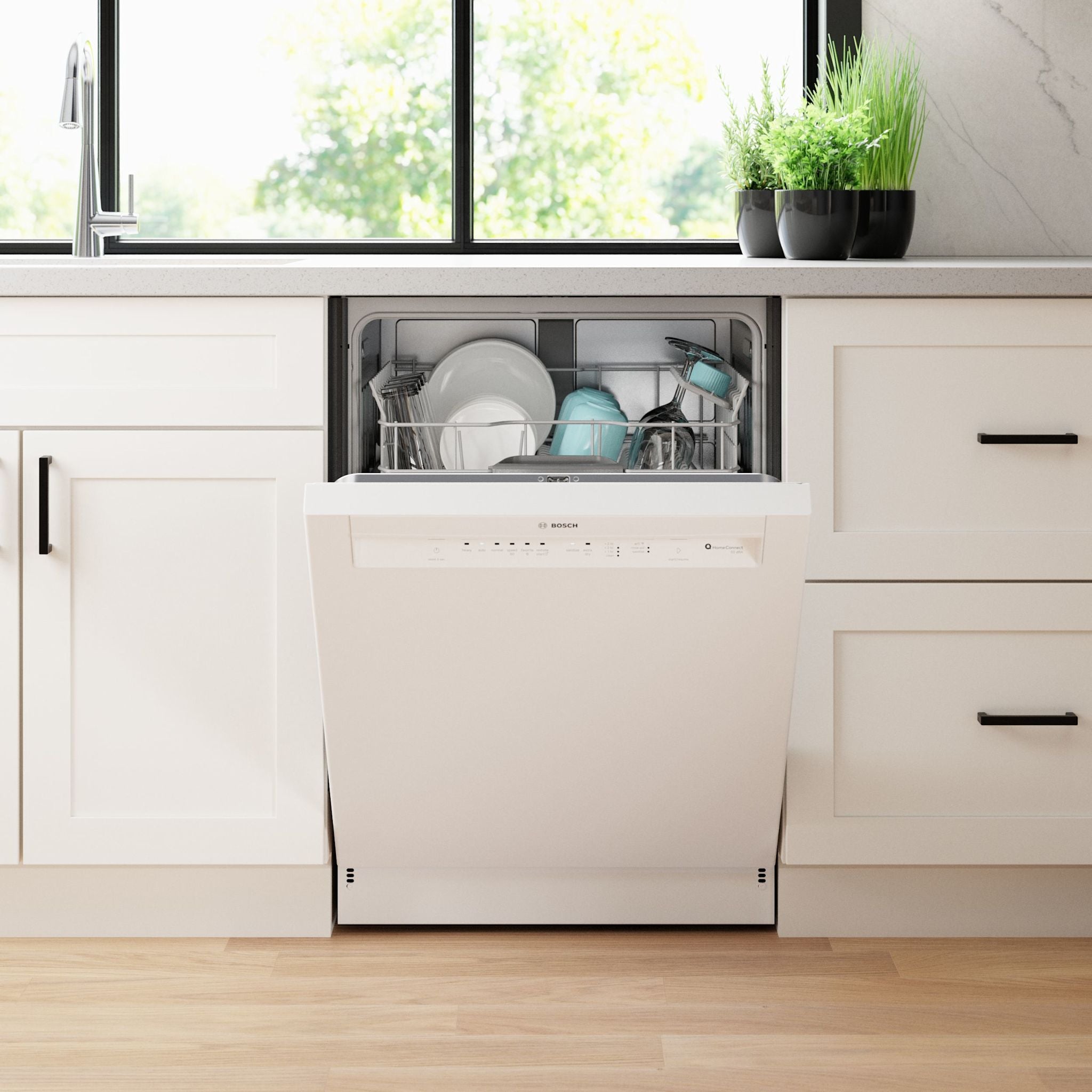 Bosch 300 Series SHE3AEM2N Built-In Dishwasher - Energy Star Certified, 16 Place Settings, Ultra Quiet 44 dBA, White - Perfect for Small to Medium Kitchens & Open Concept Homes