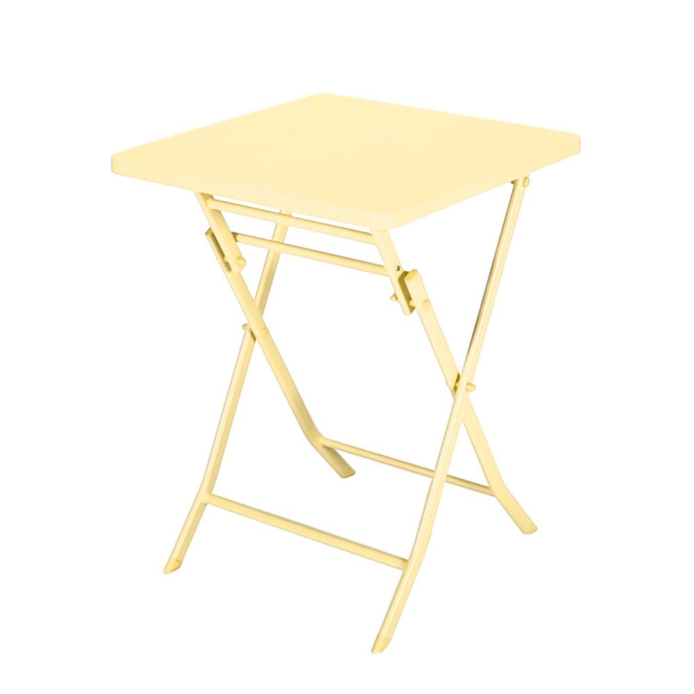 HAIZHEN Foldable Iron Coffee Table - Small Square End Table for Living Room & Balcony | 2-Person Snack Table | 6 Color Options (Yellow) | Perfect for Small Spaces, Outdoor Gatherings & Apartment Decor