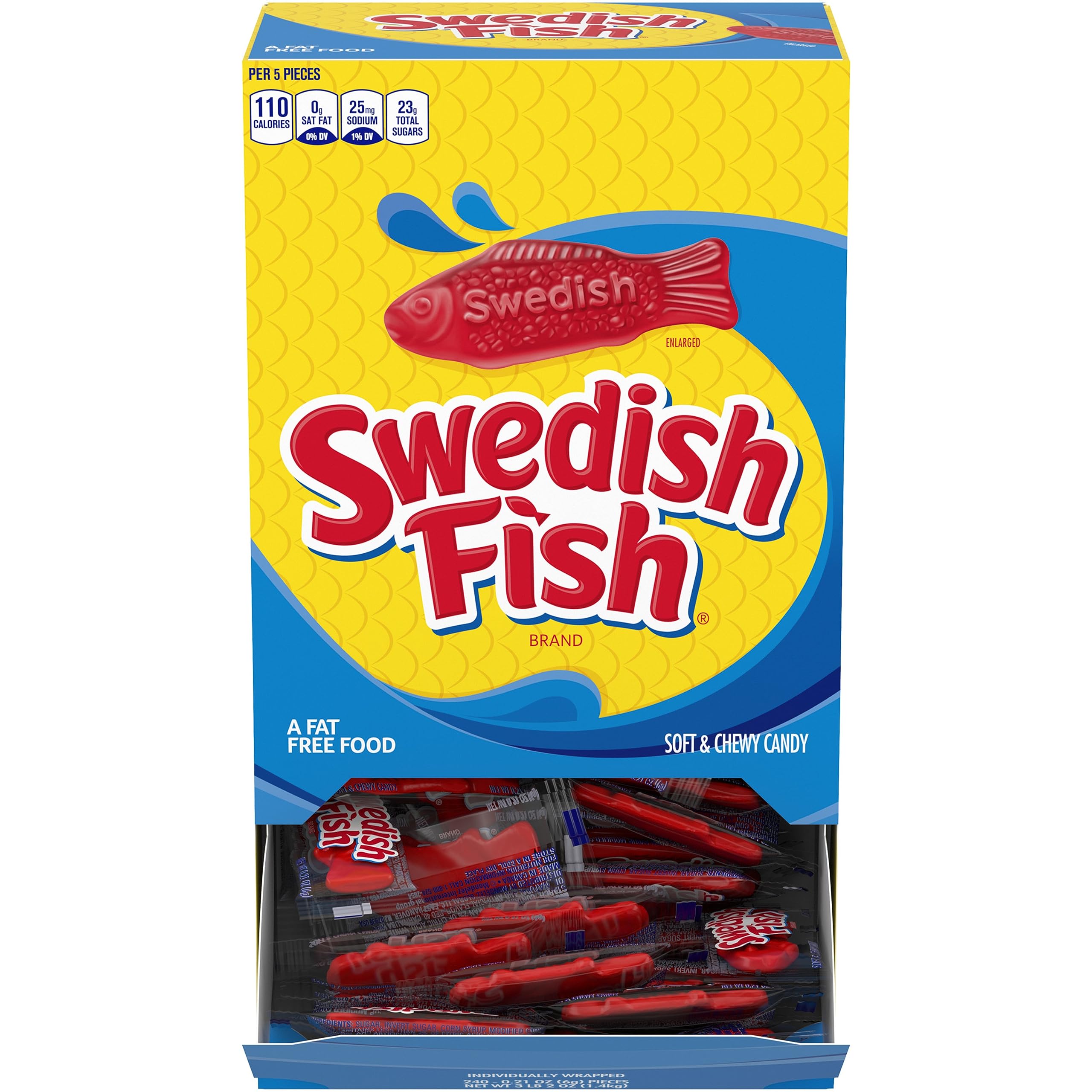 Swedish Fish 240-Piece Grab-and-Go Candy Snacks Box - Bulk Gummy Candy for Office, Party, Movie Night & Road Trips - Perfect Reception Treats & Sweet Snacks
