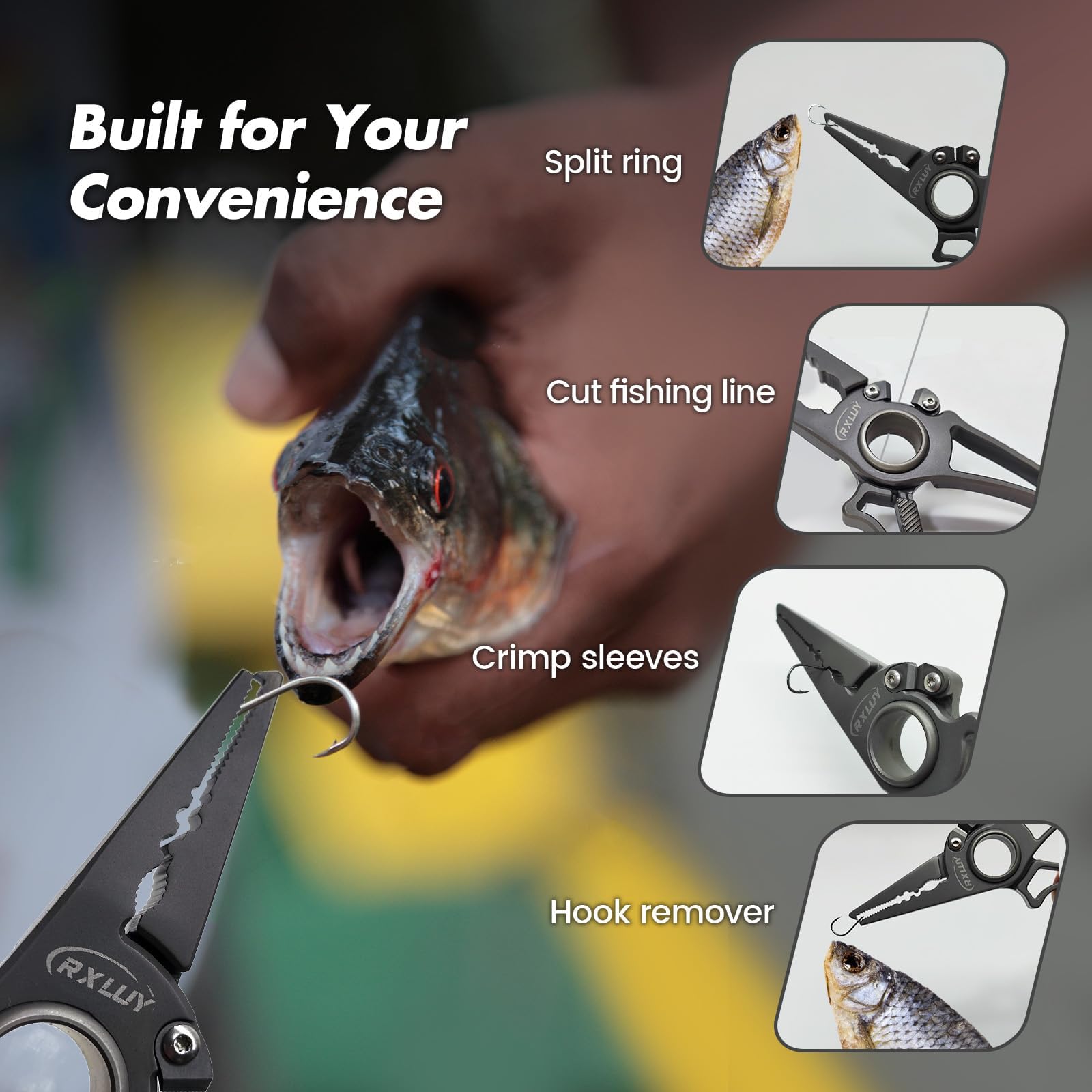 Premium Titanium Fishing Pliers - Saltwater Fishing Gear with Tungsten Cutters & Split Ring Hook Remover | Knot Tying Tool with Lanyard | Ideal for Ice Fishing, Sea Fishing & Gifts for Men | Perfect for Anglers & Outdoor Enthusiasts