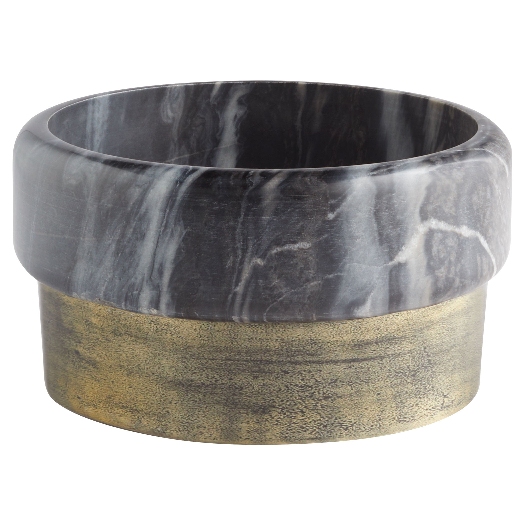 Cyan Design 11675 Roma Bowl - Antique Brass and Grey Marble Decorative Bowl for Home Decor, Centerpiece, Dining Table, or Gift Idea