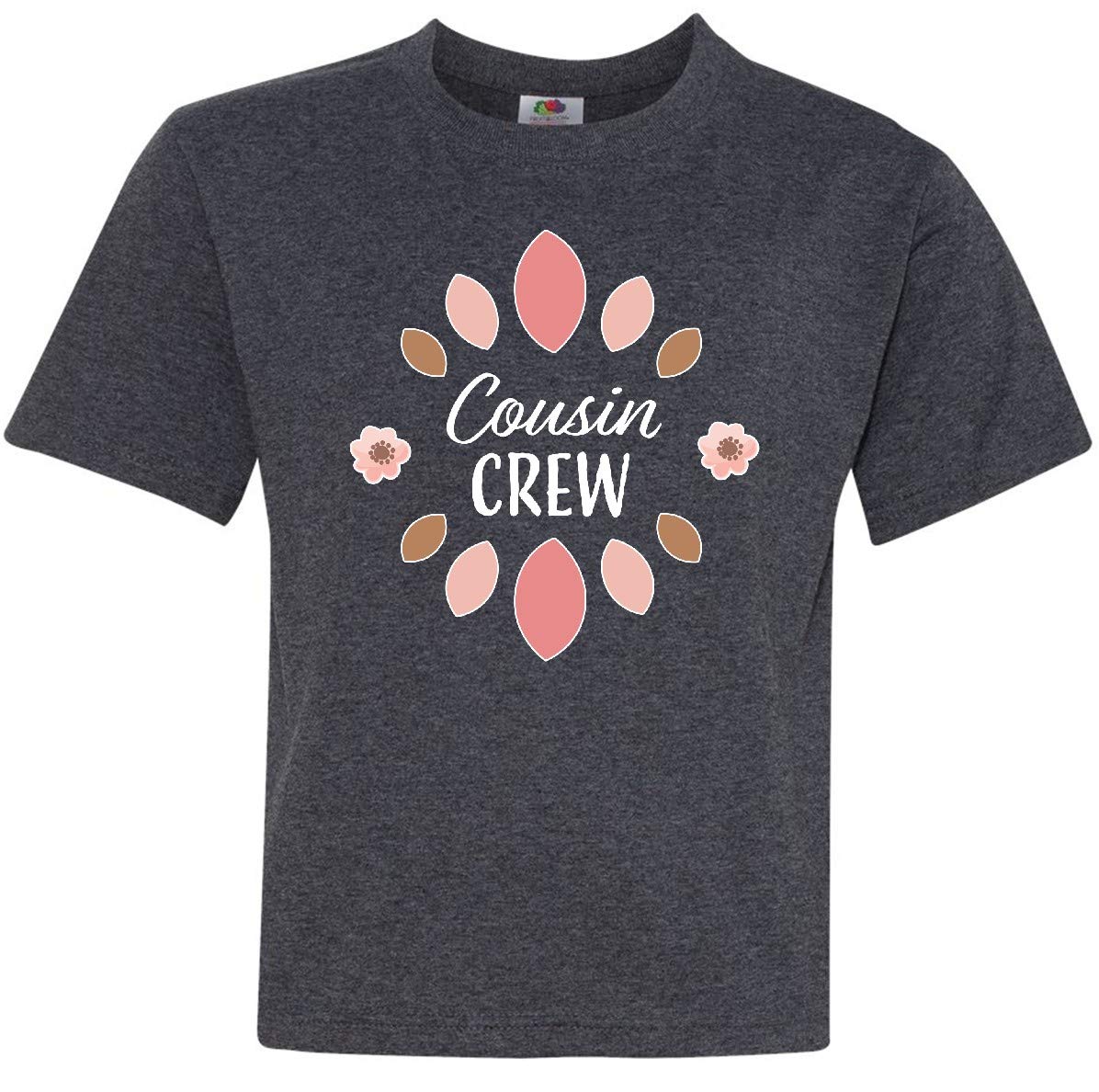 Inktastic Cousin Crew with Pink Flowers Youth T-Shirt - Soft & Comfortable Kids Graphic Tee for Family Reunions, Birthday Parties & Casual Wear