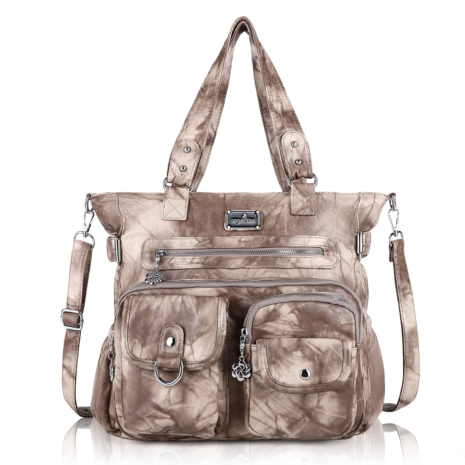 Angel Kiss Women's PU Leather Shoulder Bag - Stylish Tote & Satchel for Work & Travel