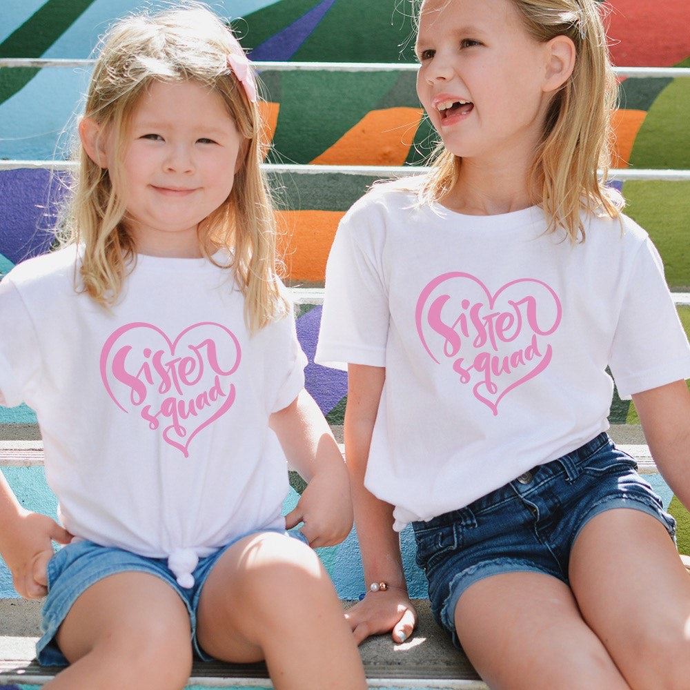 CLR Sister Squad Matching Kids T-Shirts - Cute Matching Outfits for Sisters - Perfect for Family Photos, Sibling Bonding & Special Occasions
