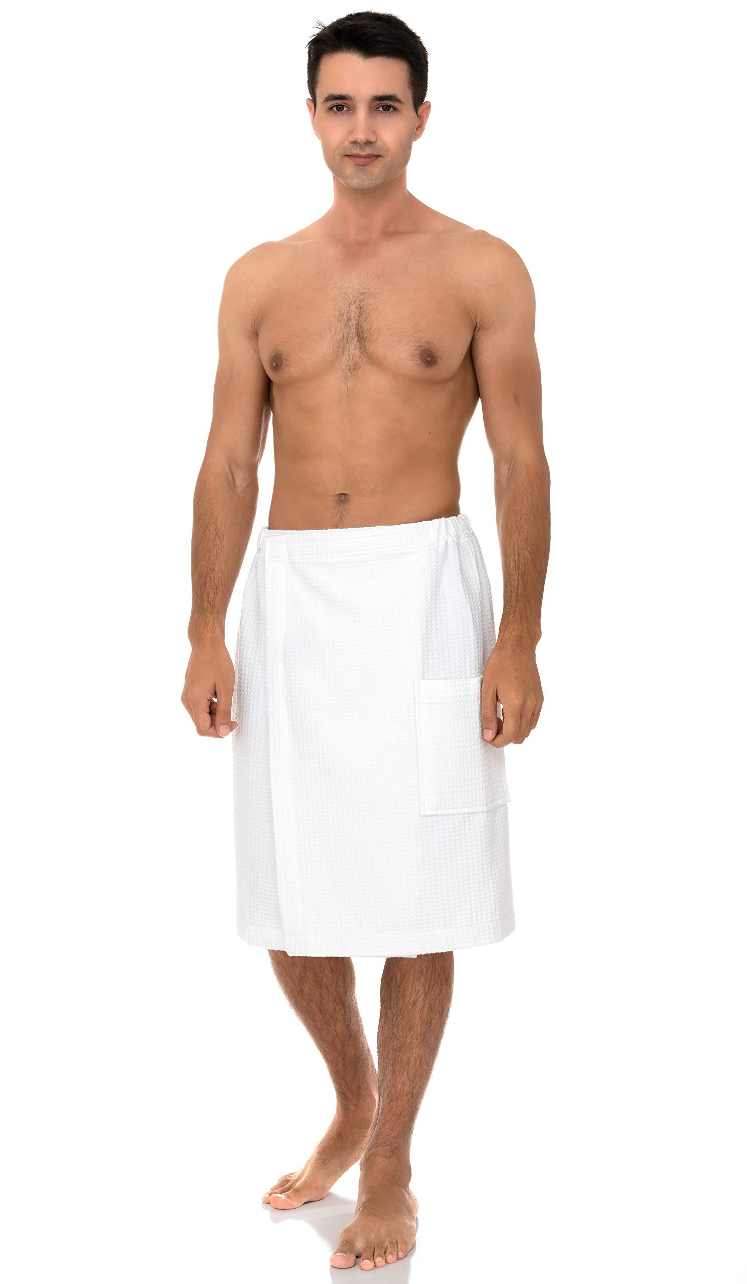 TowelSelections Men's Waffle Weave Shower Wrap - Soft Spa Bath Robe & Gym Cover-Up - Perfect for Post-Workout, Poolside & Relaxation at Home