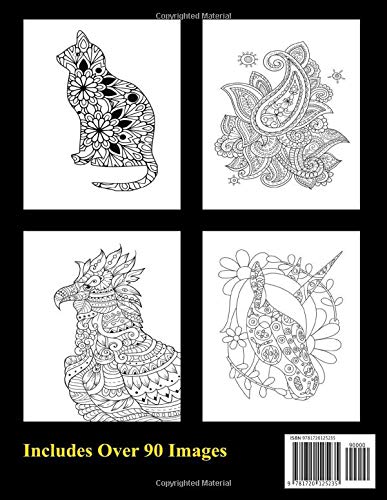 Adult Coloring Book with 90 Unique Stress Relieving Designs - Relaxing Art Therapy for Anxiety Relief & Mindfulness | Perfect for Home, Office & Gift Giving