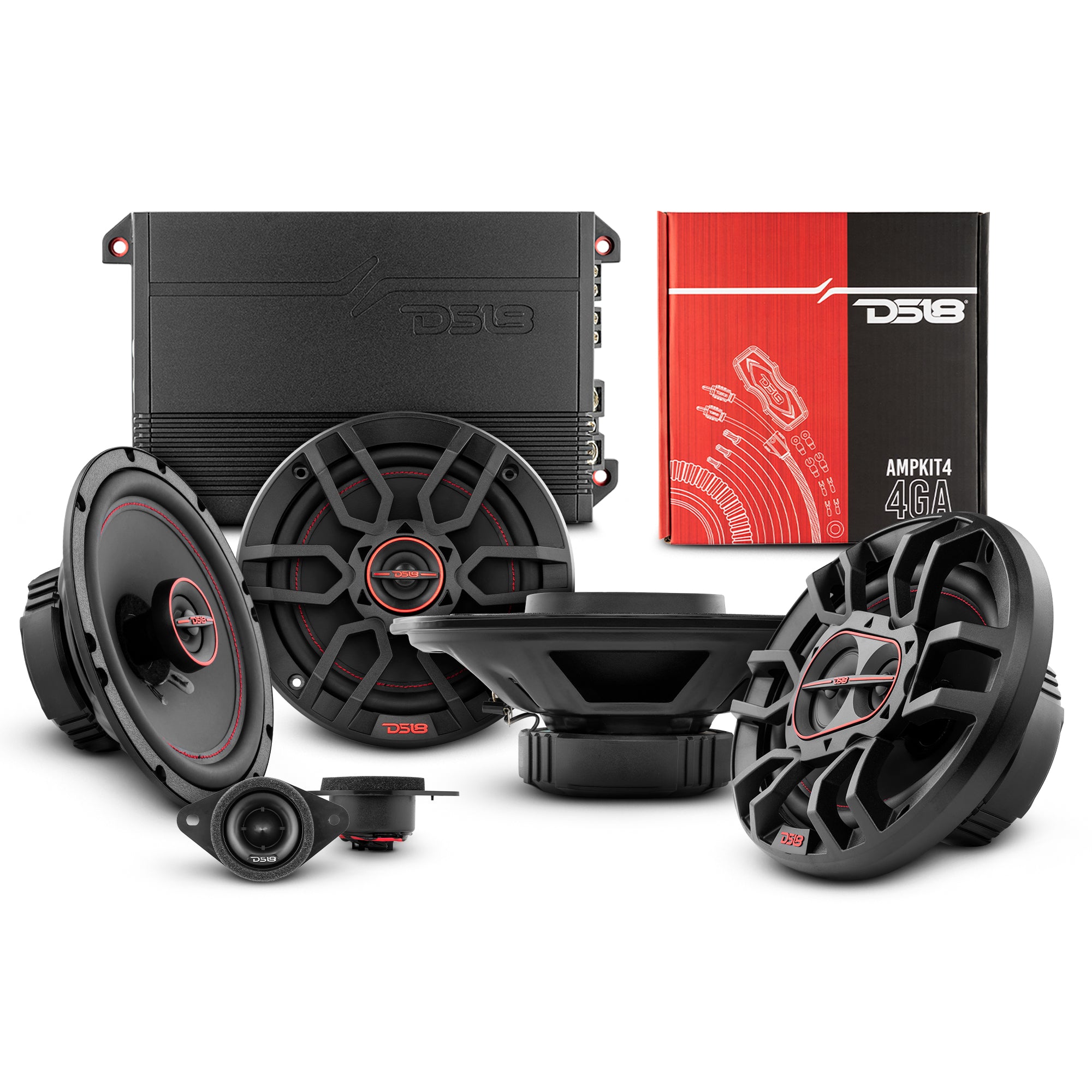 DS18 2008-2019 Toyota Highlander Front & Rear Door Speaker Upgrade Kit - 900W High Power Car Audio System for Enhanced Sound Quality | Perfect for Road Trips, Commuting & Music Lovers
