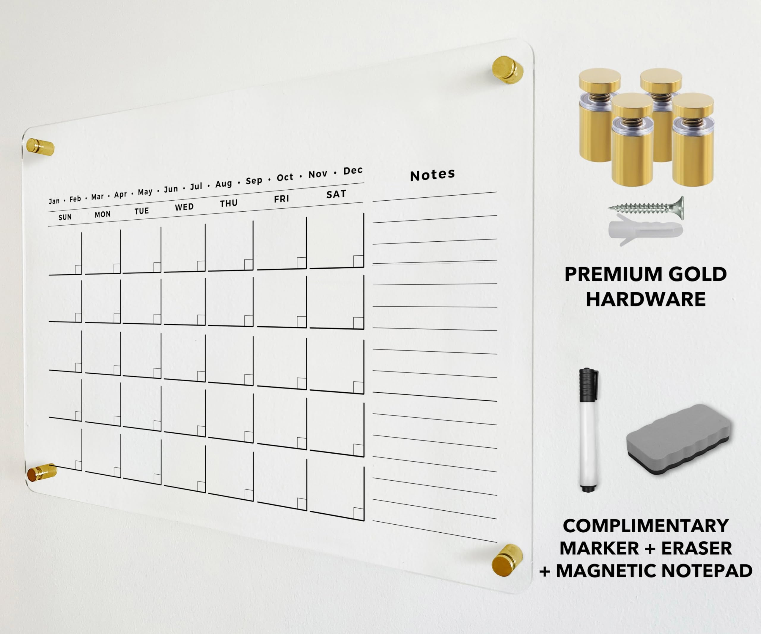 2025 Personalized Dry Erase Two-Month Wall Calendar - Acrylic Double Month Planner with Marker (28x20
