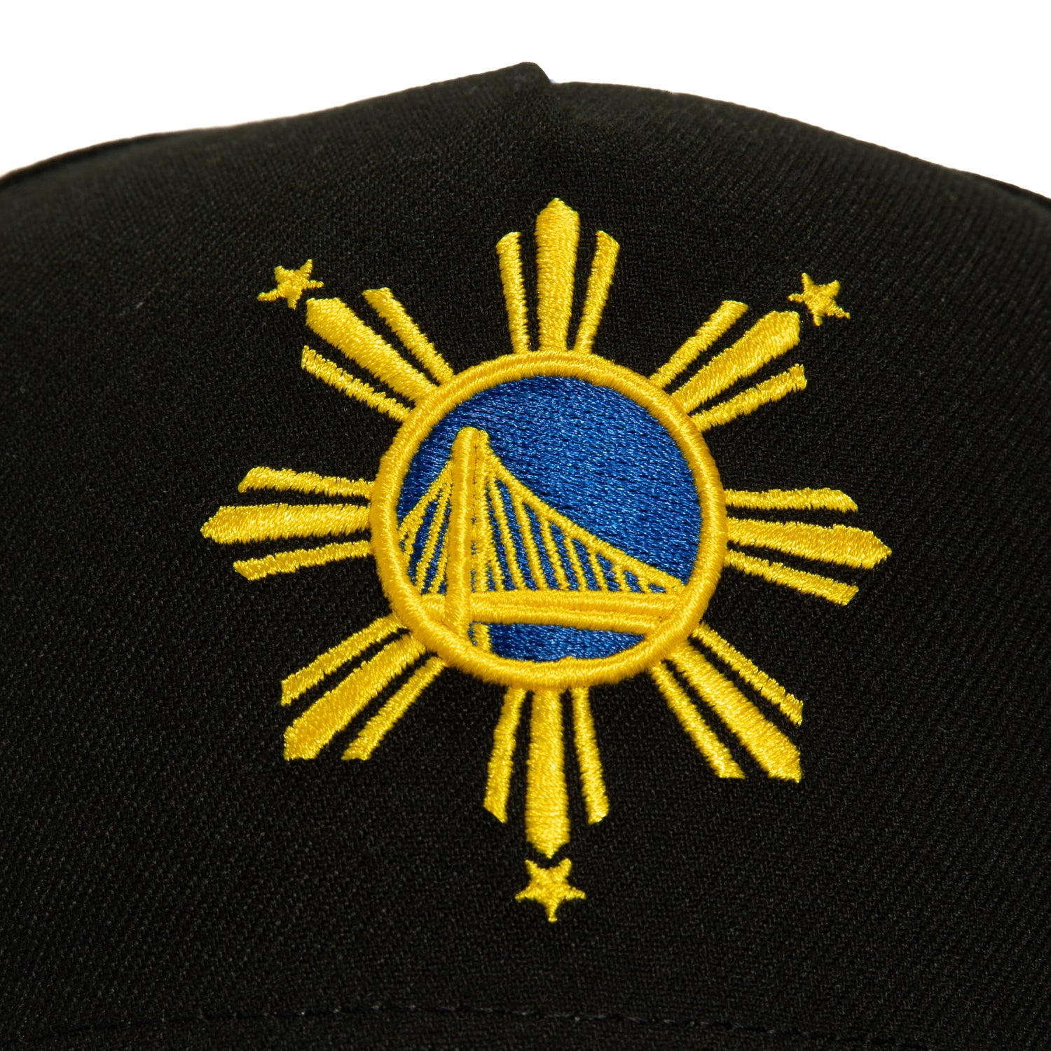 New Era 9Fifty Golden State Warriors The Bay Patch Filipino Sun Snapback Hat - Black & Royal - Official NBA Licensed Hat for Basketball Fans, Streetwear Fashion, and Sports Collectors