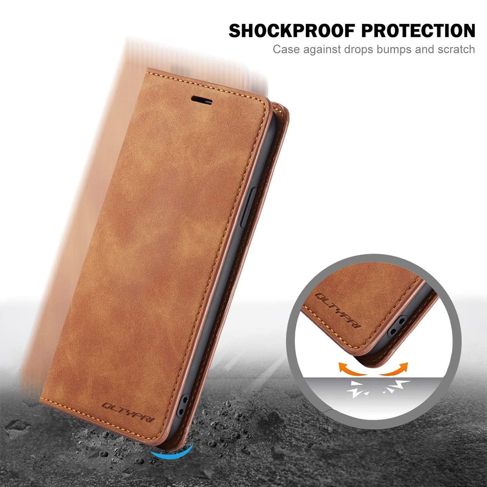 Premium PU Leather Magnetic Flip Wallet Case for iPhone 15 Pro Max - Shockproof Card Holder with Kickstand & Hidden Adsorption (Brown) | Perfect for Business, Travel & Daily Protection