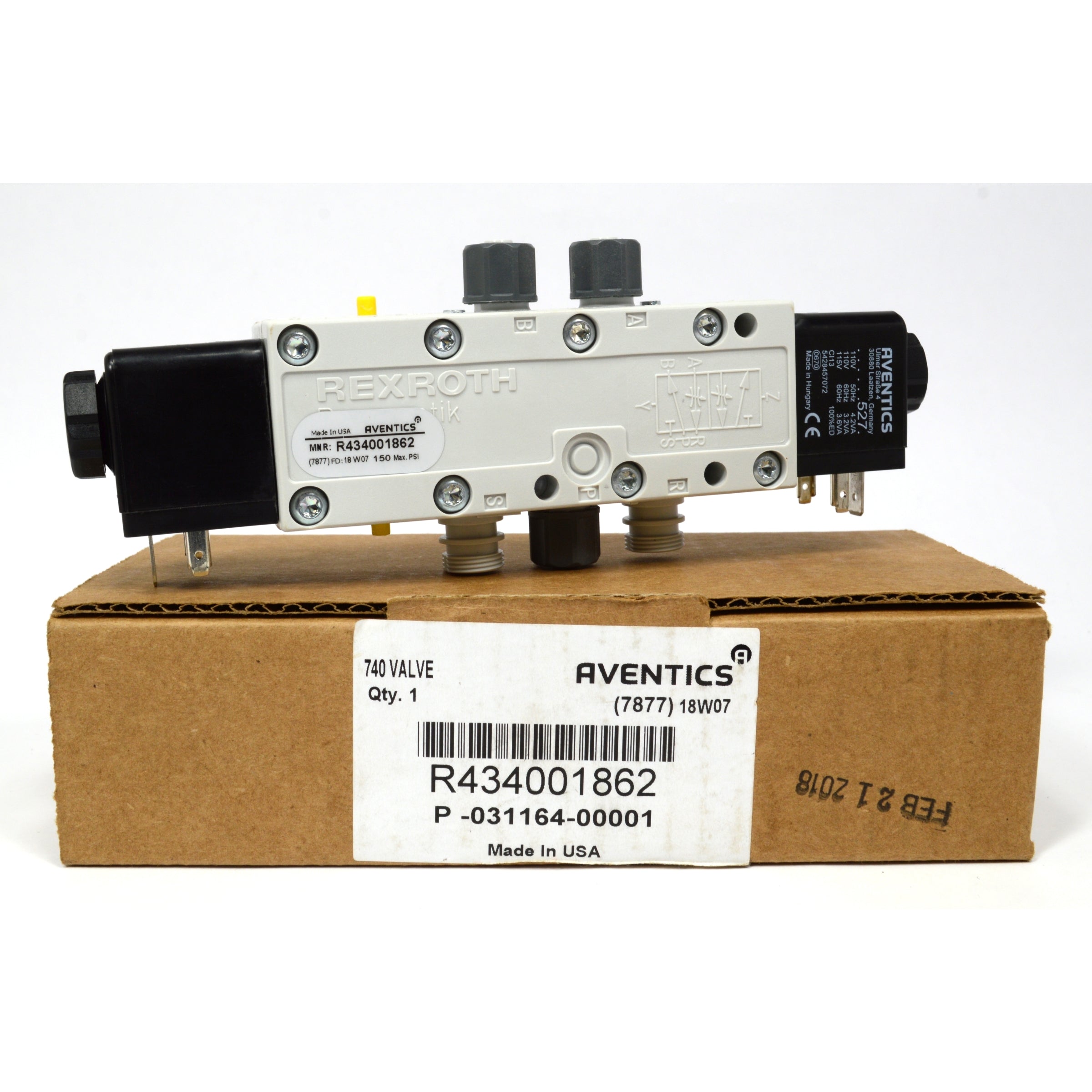 New AVENTICS 740 Series 5/4 Directional Pneumatic Valve #R434001860 - Industrial Automation, Hydraulic Systems, Factory Equipment - 2 in Stock!