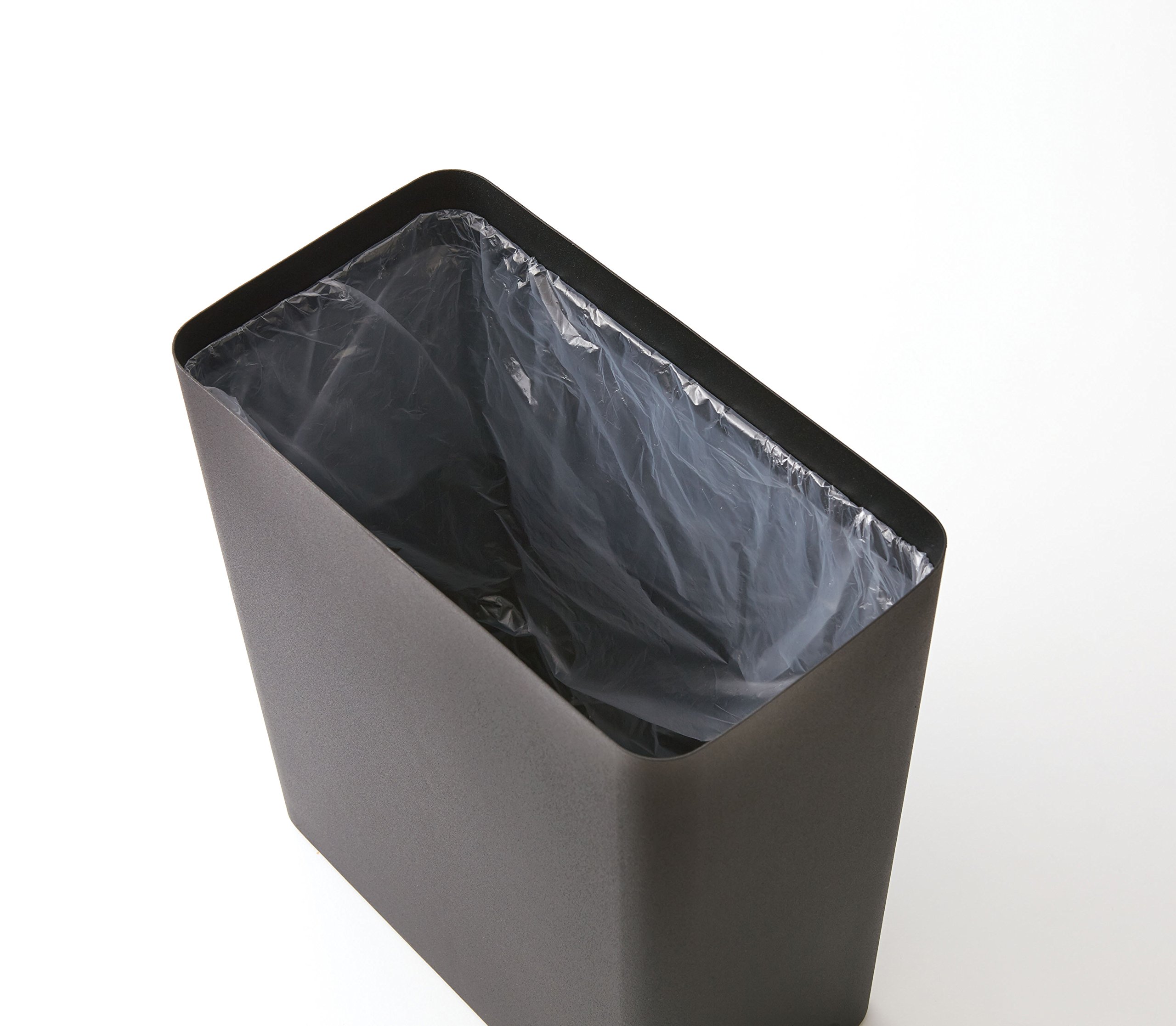 Yamazaki Home 2916 Tower Square Trash Can - 13L/3.4 Gallon Stainless Steel Step Trash Bin with Lid, Black - Perfect for Kitchen, Office, Bathroom & Home Decor
