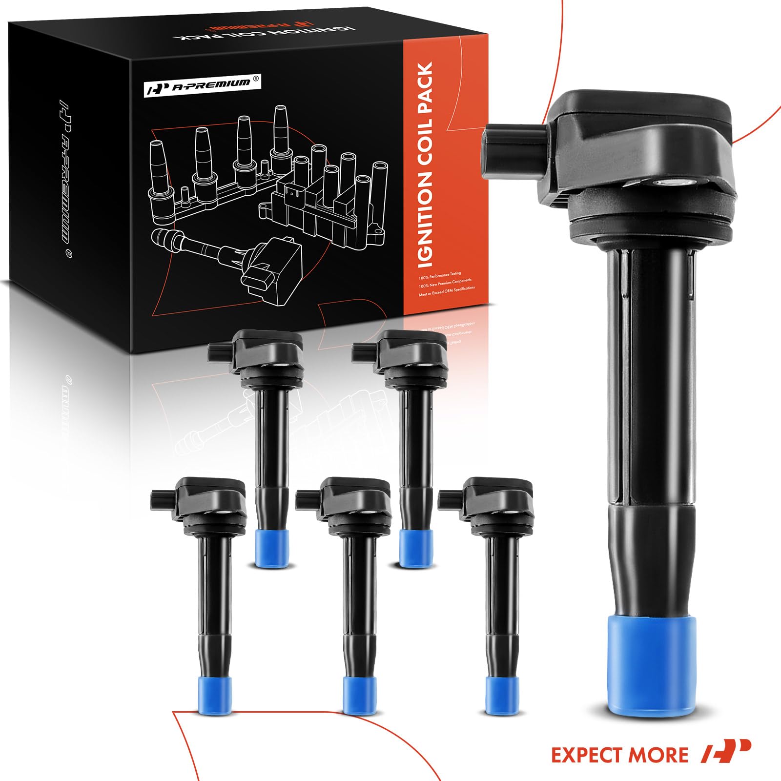 6PCS Premium Ignition Coil Packs for Honda & Acura V6 3.5L 3.7L - Compatible with Accord 2008-2012, Odyssey 2008-2017, RL 2009-2012, TL 2009-2014, TSX 2010-2014 - Improve Engine Performance & Fuel Efficiency
