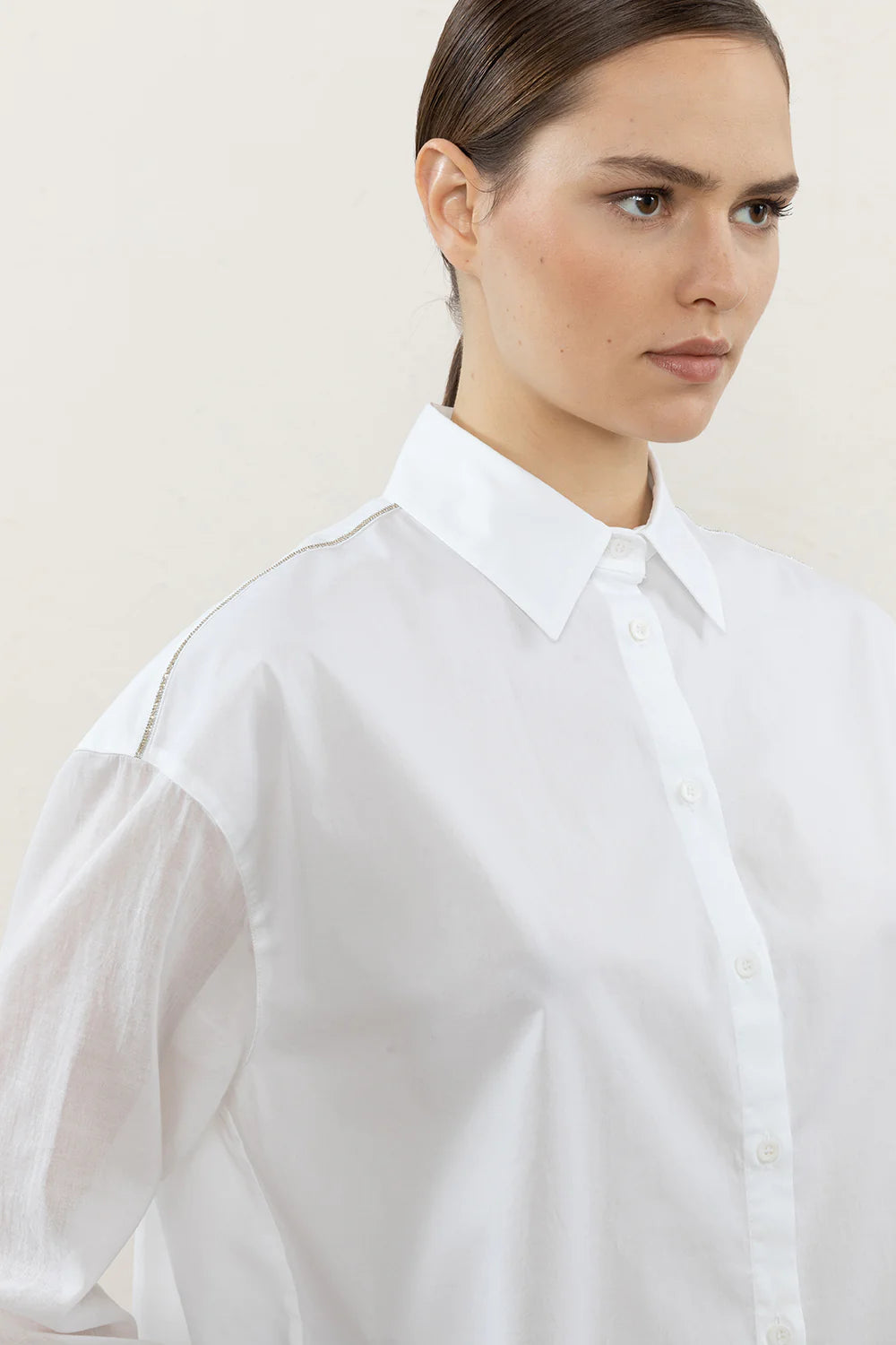 Oversized Dual Fabric Shirt for Women & Men - Pure White | Casual Wear, Layering & Street Style Outfits