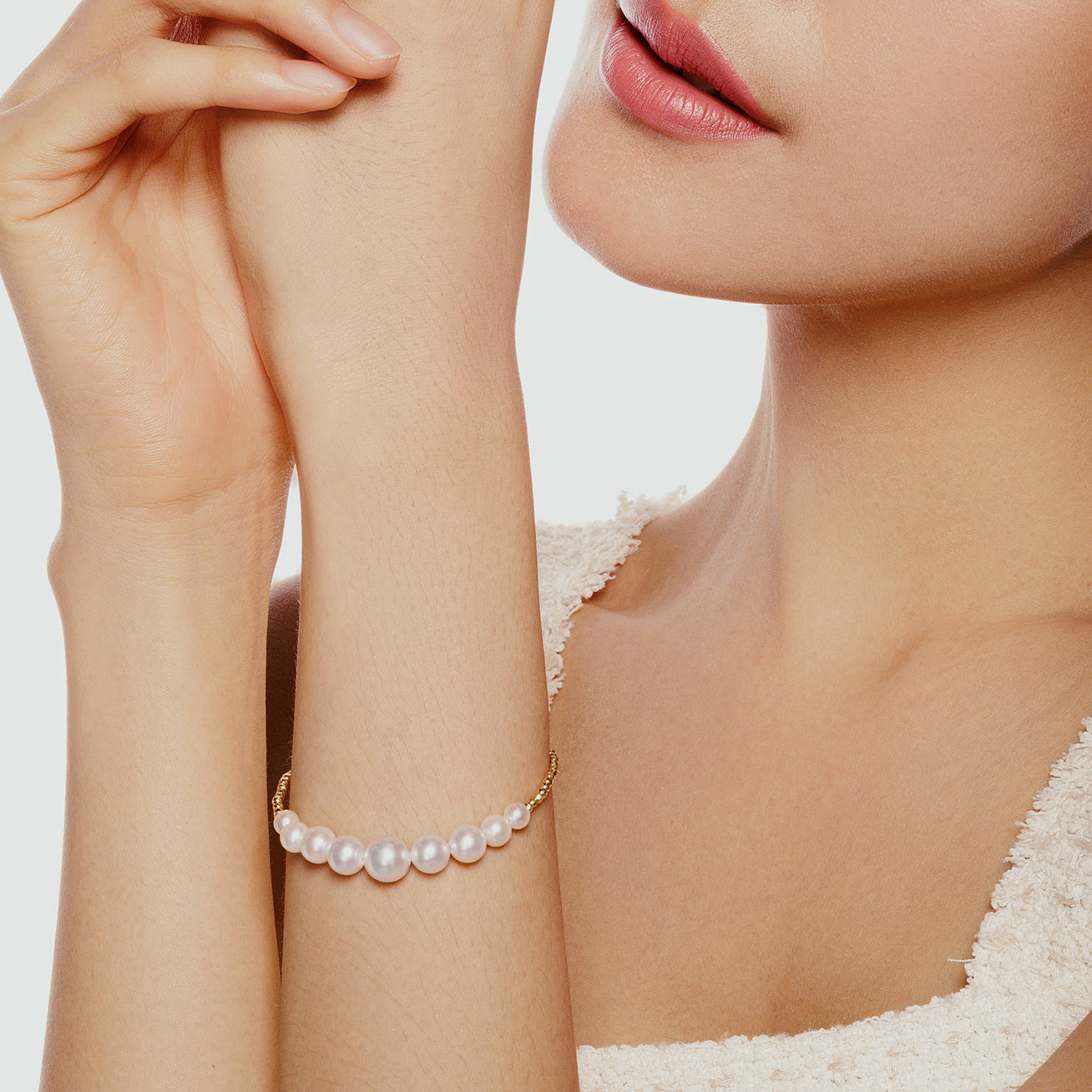 18K Solid Gold Akoya Pearl Bracelet for Women - Elegant Luxury Jewelry Gift for Anniversary, Birthday & Special Occasions | KB00044
