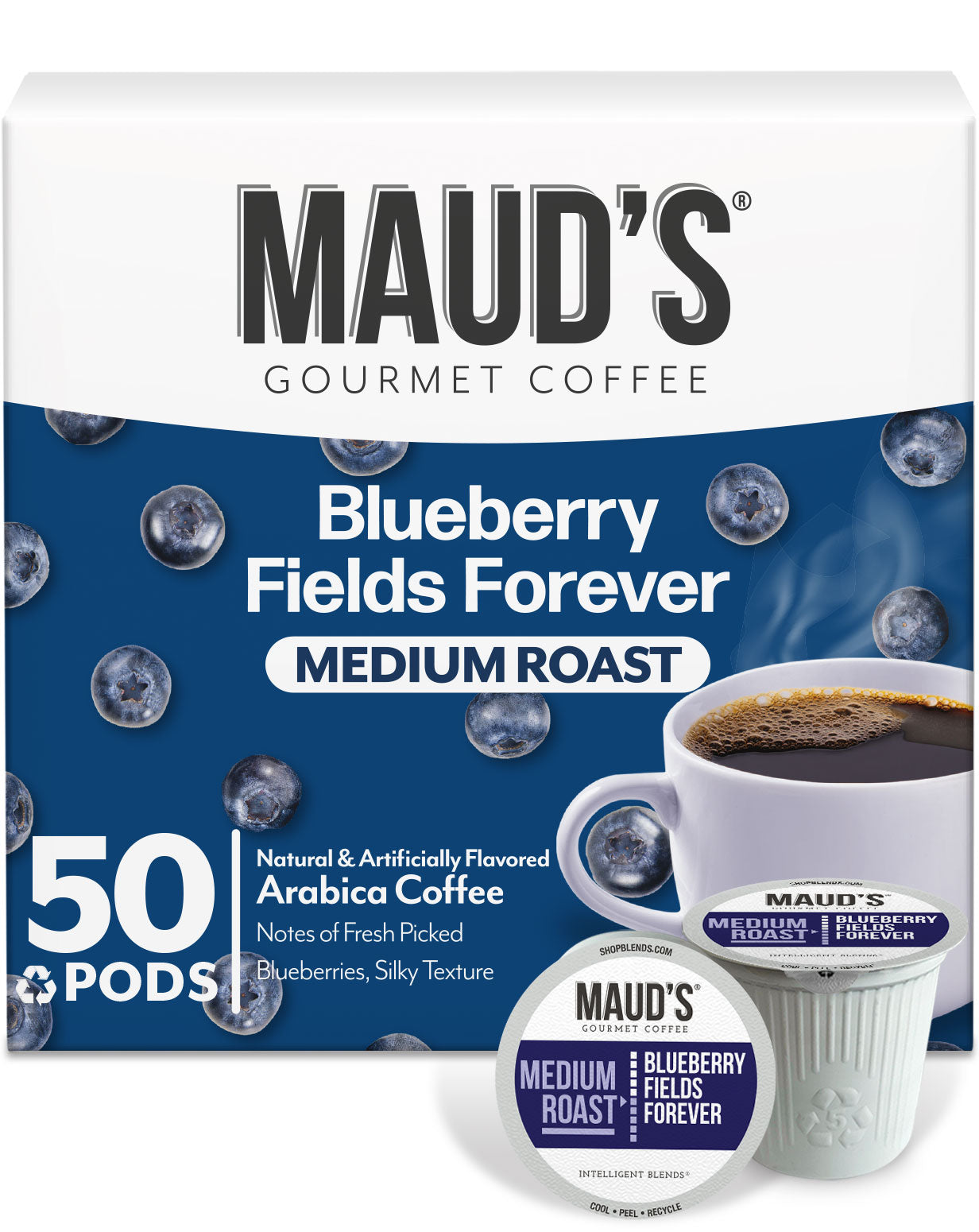Premium Maud's Blueberry Flavored Coffee Pods - 100% Arabica, K-Cup Compatible - Perfect for Breakfast, Office & Relaxing Moments