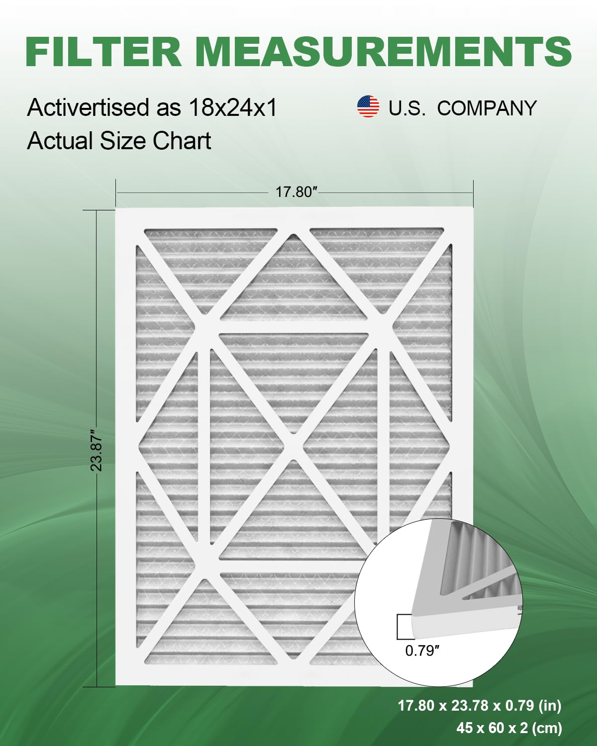 18x24x1 Air Filter MERV 8 - 6 Pack HVAC Replacement Filters for AC, Furnace & Air Conditioner (17.8x23.78x0.79) - Perfect for Home, Office & Commercial Use
