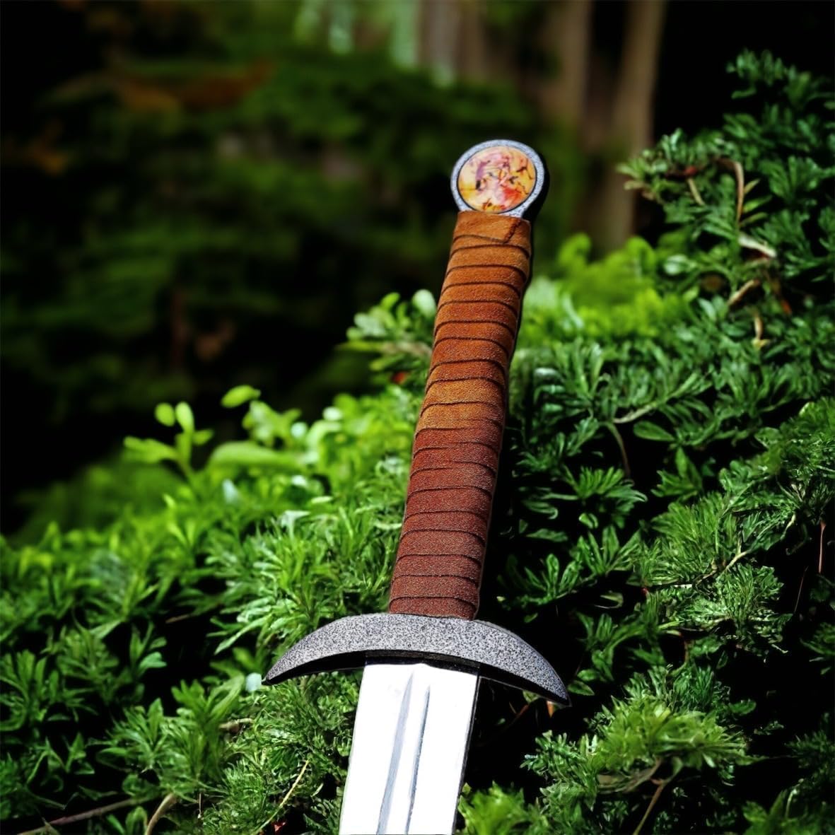 Uhtred's Serpent-Breath Viking Sword with Leather Scabbard | Functional Carbon Steel Battle-Ready Sword | Historical Replica, Warrior Weapon, Medieval Collectible | Perfect for Cosplay, LARP, Display & Viking Gifts for Men