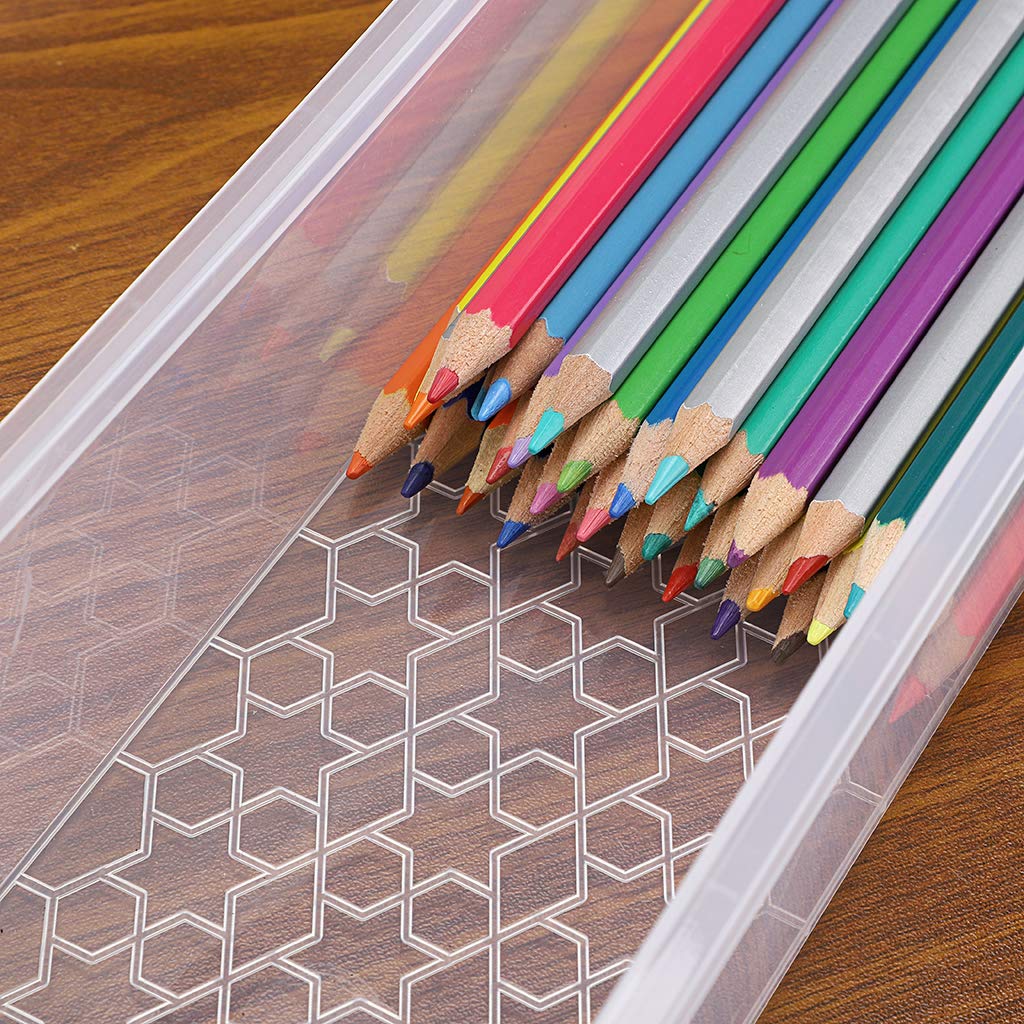 BTSKY 3-Pack Clear Plastic Stackable Storage Box with Grey Clip – Organizer for Pens, Pencils, Markers, Erasers & Office Supplies | Perfect for Home, Office & School Organization