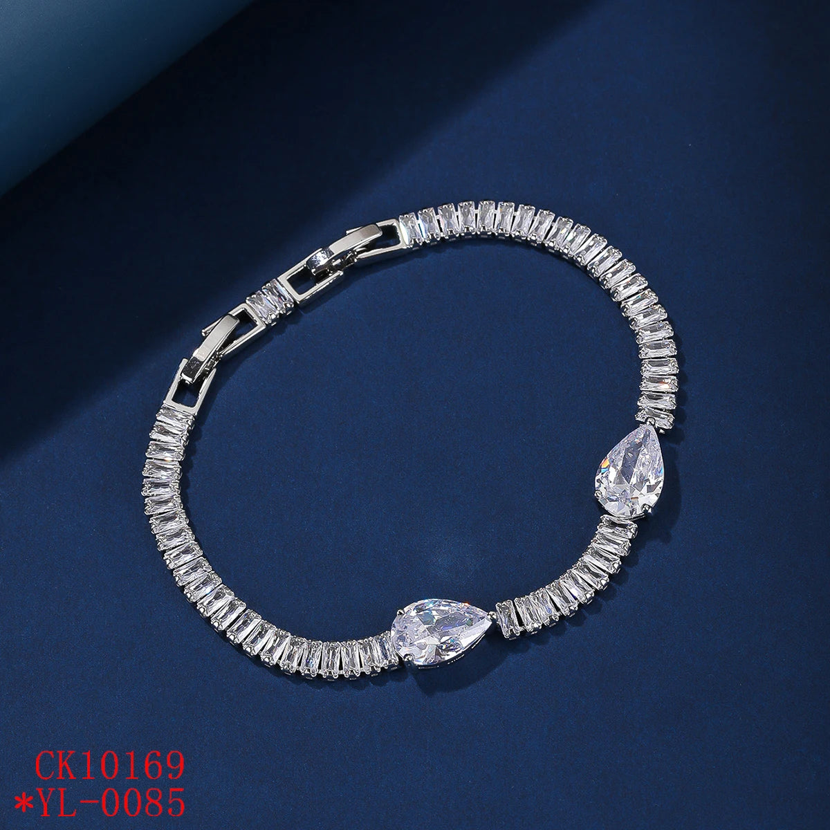Sparkling Rectangular Cubic Zirconia Women's Bracelet - Elegant Crystal CZ Chain for Bridal Wedding, Bridesmaid Gifts & Special Occasions | Perfect for Anniversaries, Date Nights & Formal Events | CK10169