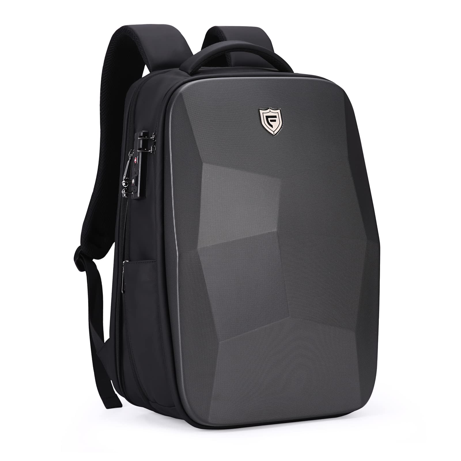 FENRUIEN Expandable Anti-Theft Laptop Backpack for Men - 17.3 Inch Water Resistant Hardshell Computer Bag with USB Charging Port - Perfect for Business Travel, Commuting & College Use