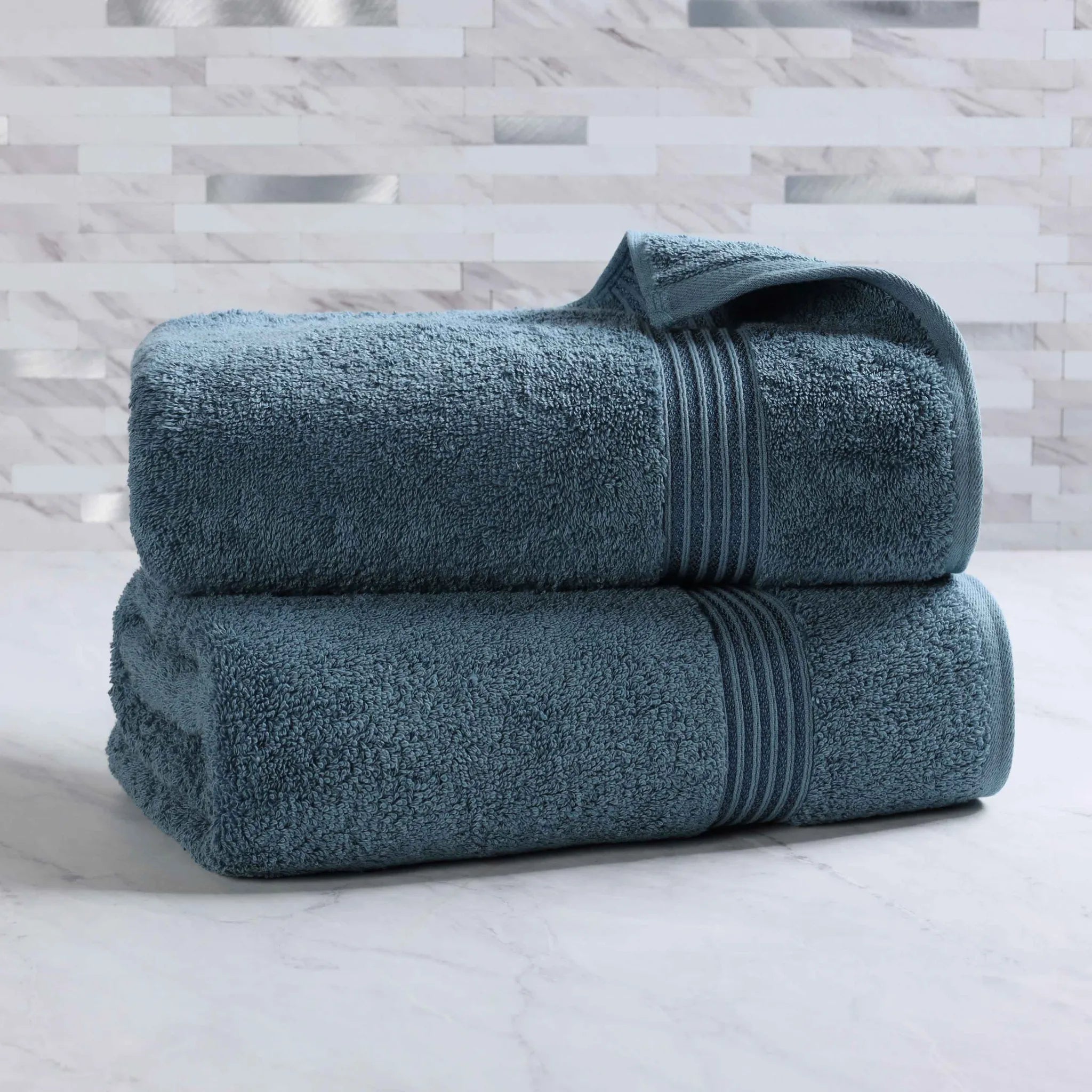 Premium Heritage Egyptian Cotton Bath Towel Set of 2 - Ultra Soft, Highly Absorbent & Quick Dry - Luxury Spa & Bathroom Essentials for Home & Hotel Use