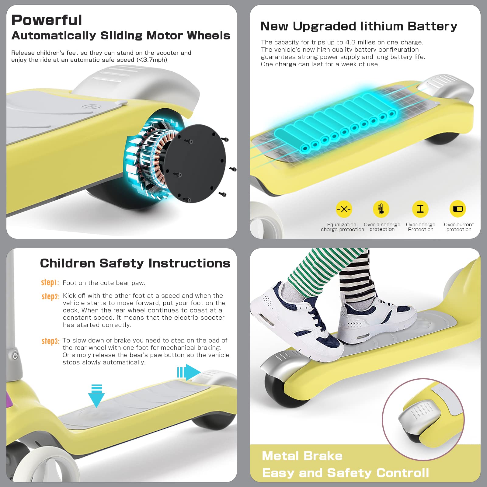 Best Electric Scooter for Kids Ages 3-8 - 3-Wheel LED Light-Up Scooter with Adjustable Height & Lean-to-Steer Design | Safe C-Shaped Handle | Perfect Birthday Gift for Boys & Girls | Ideal for Park Rides, Neighborhood Commuting & Outdoor Fun