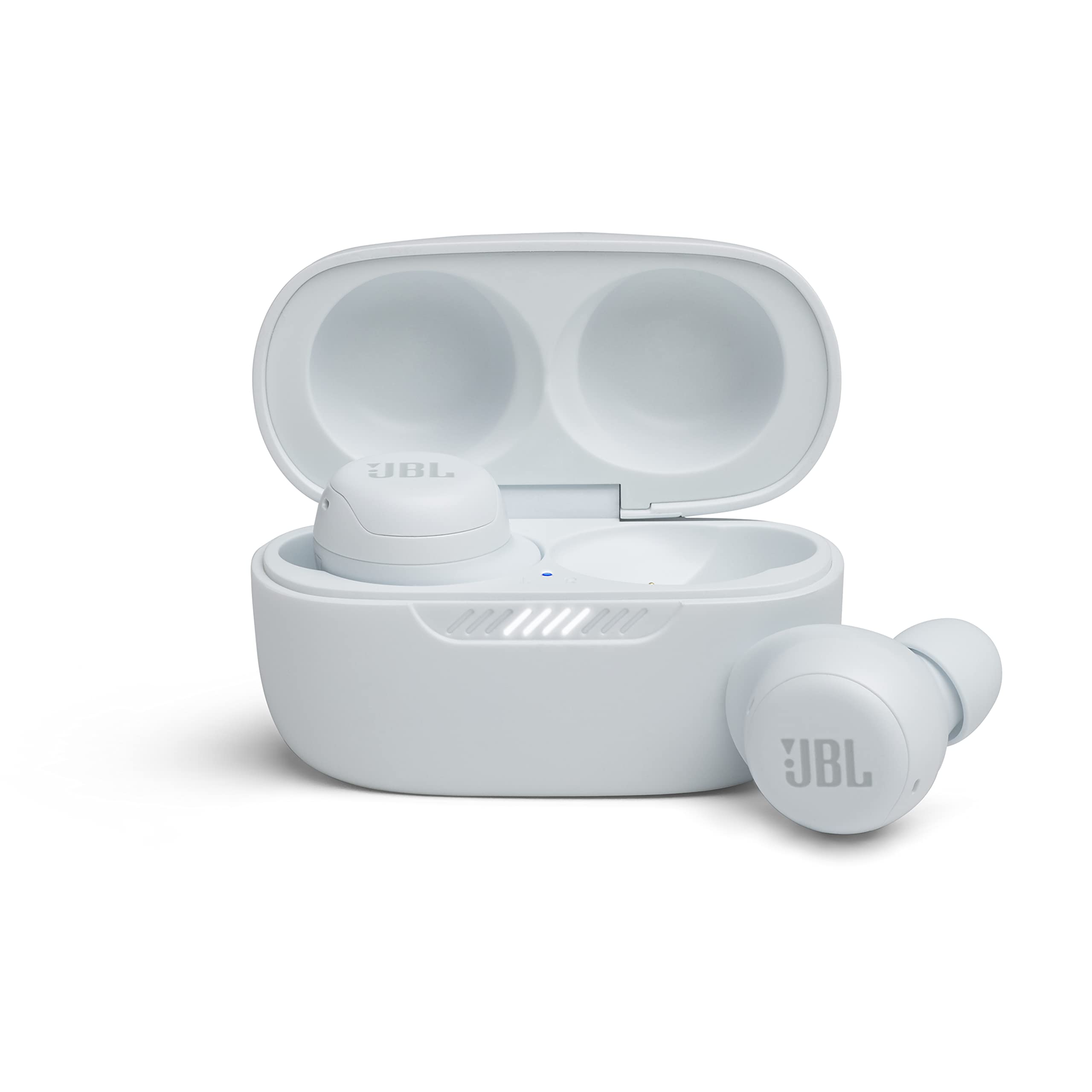 JBL Live Free NC+ Wireless Earbuds with Active Noise Cancelling, Bluetooth 5.0, 21H Playtime, Built-in Mic & Wireless Charging - White (Renewed) - Perfect for Commuting, Workouts & Travel