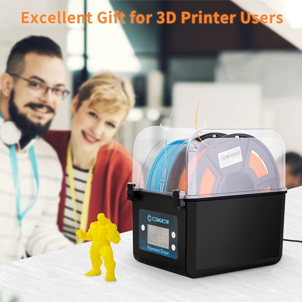 Comgrow Upgraded 3D Printer Filament Dryer Box - Large Capacity 2KG Filament Dehydrator for PLA, PETG, TPU, ABS - Compatible with 1.75mm & 2.85mm Filament | Perfect for 3D Printing, Storage & Moisture Protection