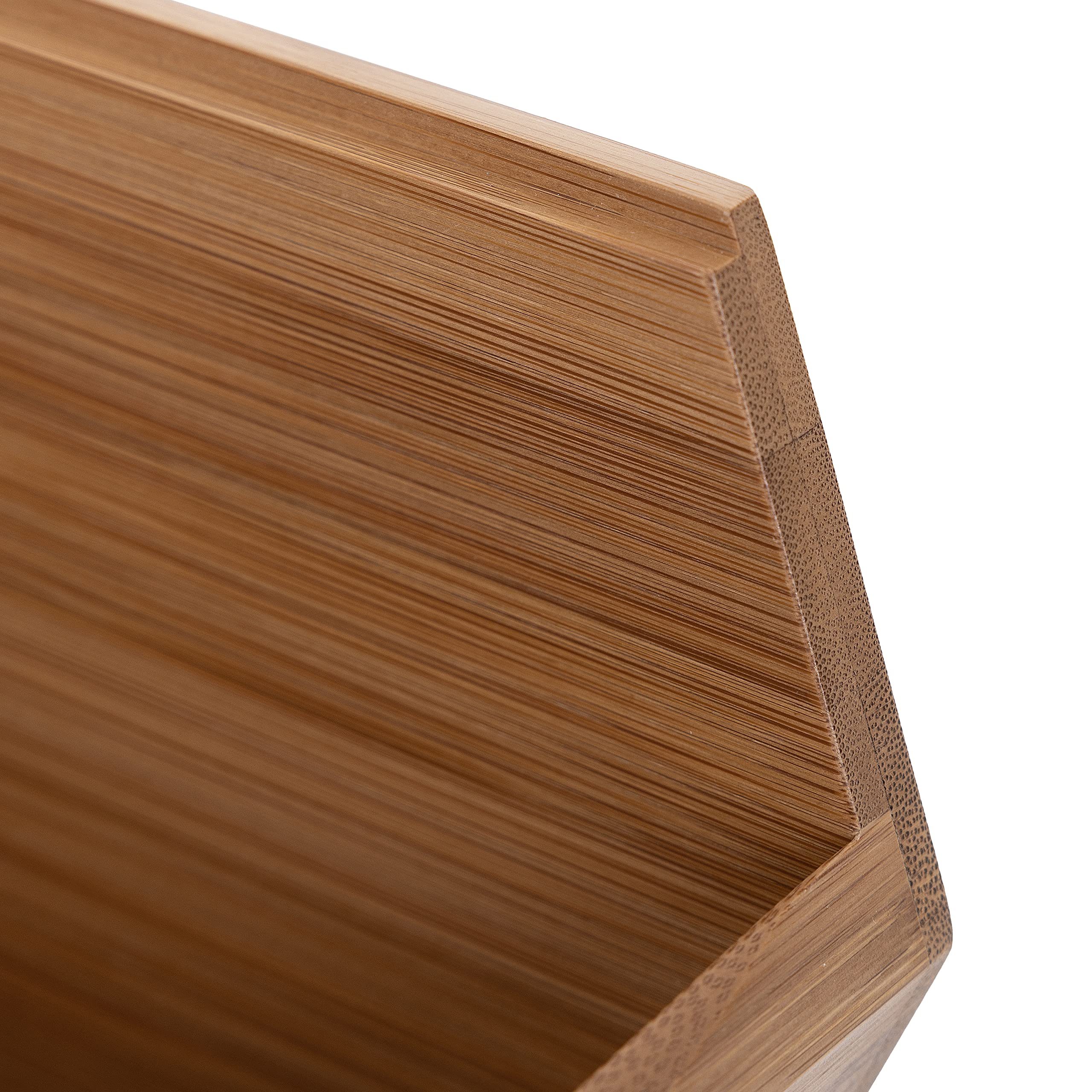 Seville Classics Premium Bamboo Organizer Storage Bins - 2-Piece Stackable Set for Kitchen Utensils, Office Supplies, Makeup & More | Perfect for Pantry, Closet & Desk Organization