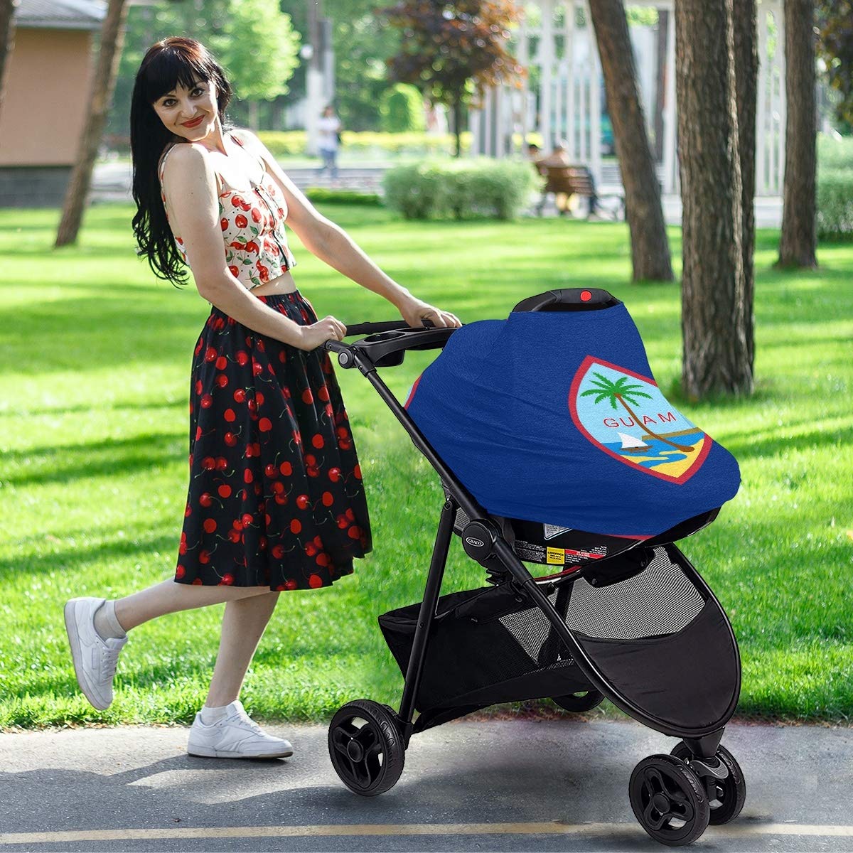 Guam Flag Nursing Cover - Breastfeeding Scarf & Baby Car Seat Canopy - Multi-Purpose Infant Stroller Cover for Girls and Boys - Perfect for Nursing, Shopping, and Outdoor Activities