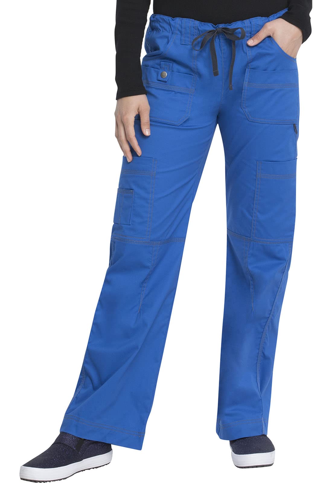 Dickies Women's Genflex Cargo Scrubs Pants - Royal Blue, Medium Tall - Comfortable Medical Work Pants for Nurses & Healthcare Professionals