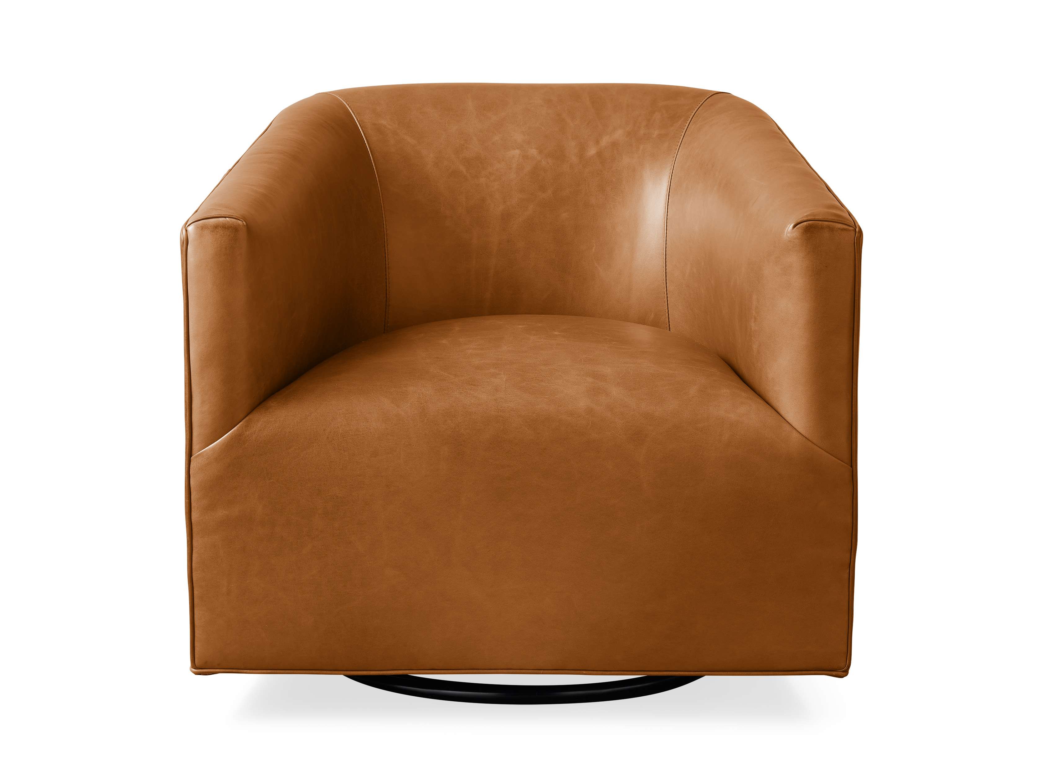 Ellison Genuine Leather Swivel Chair with Plinth Base - Modern Office Chair for Home & Office Workspace, Conference Room, or Study Desk