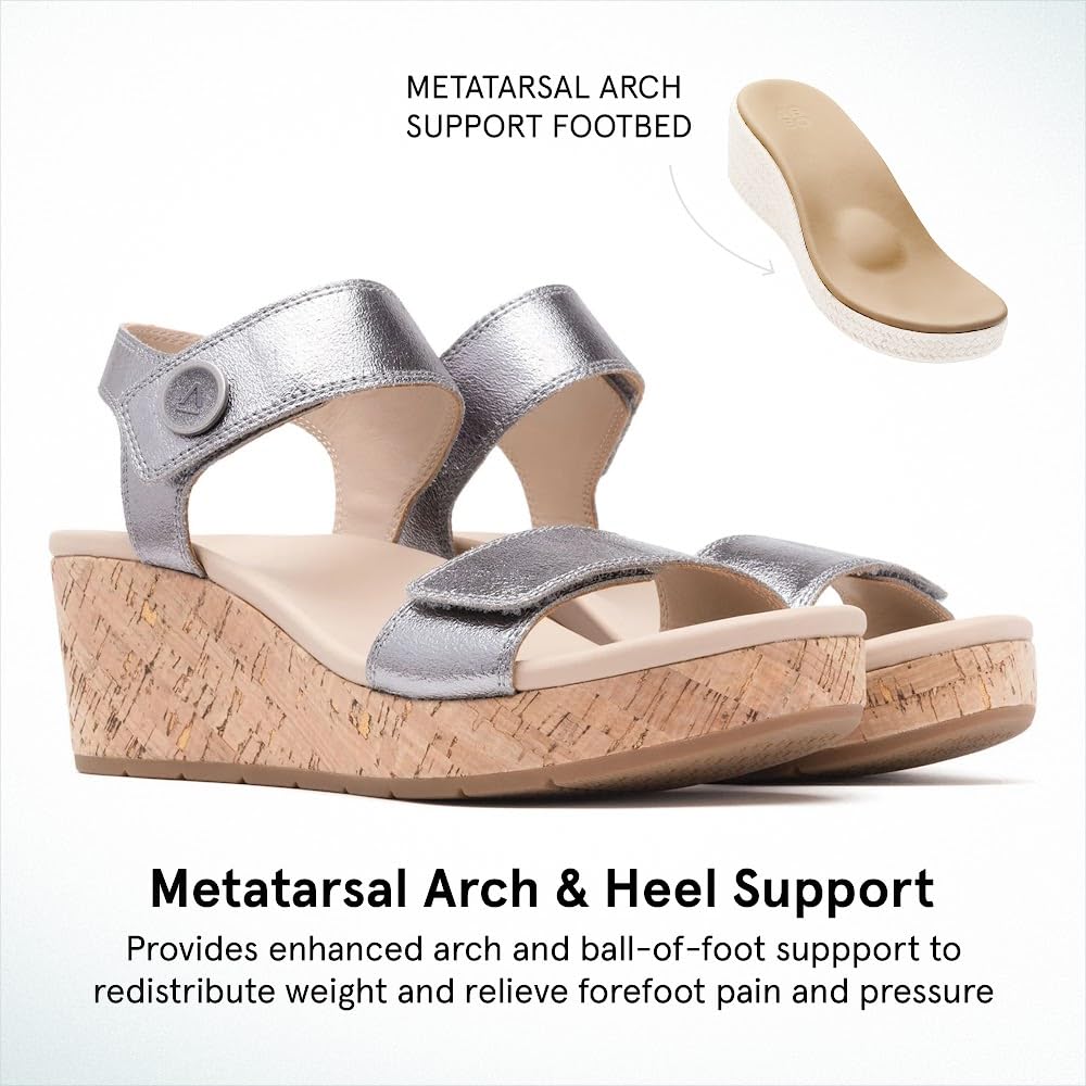 ABEO Riviera Arch Support Sandals for Women - Comfortable Walking Sandals with Metatarsal Pads & Ball of Foot Pain Relief - Perfect for Travel, Work & Everyday Wear