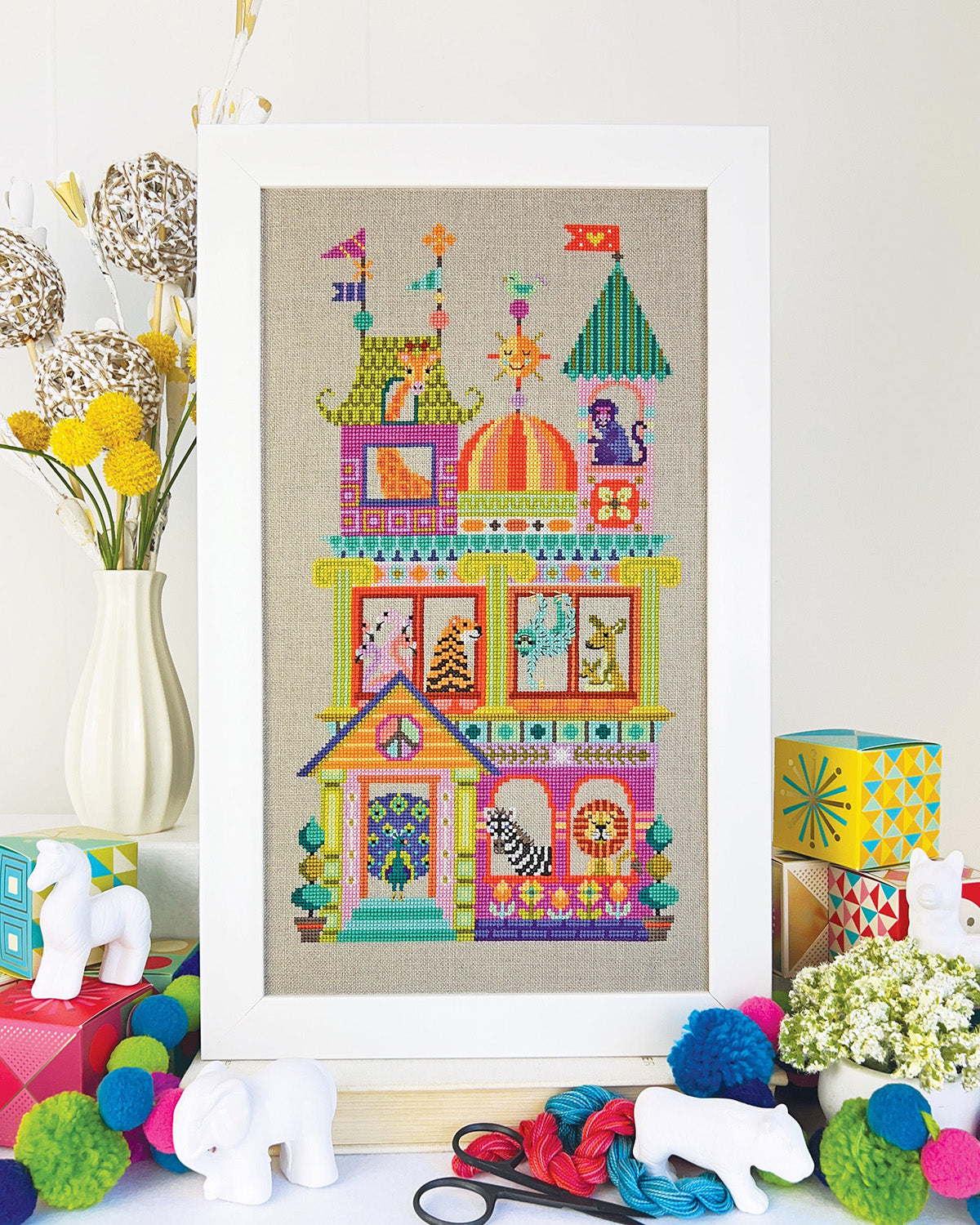 Animal House Cross Stitch Pattern Kit - DIY Embroidery Design for Home Decor, Gifts & Craft Projects | Perfect for Beginners & Advanced Stitchers