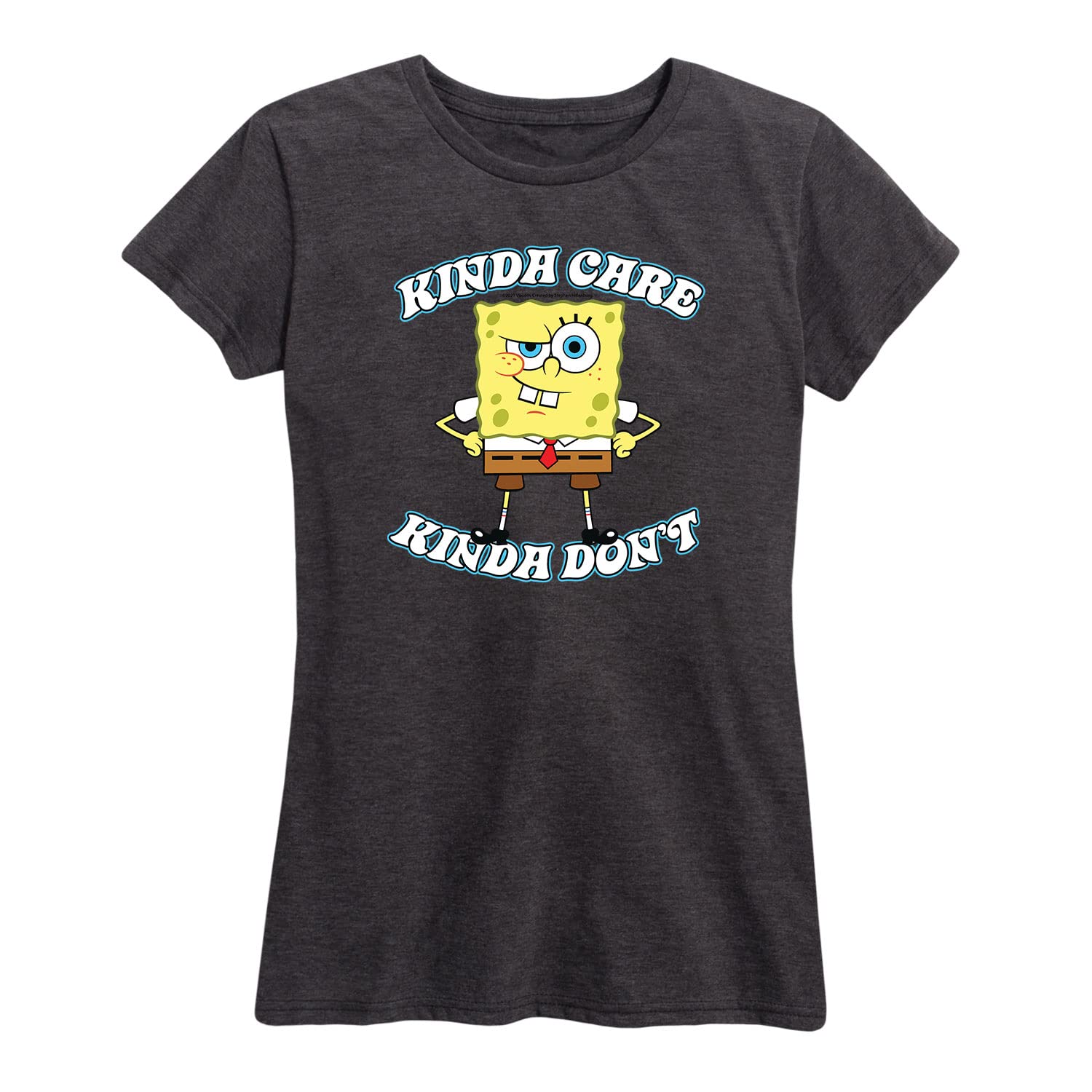Spongebob Squarepants Kinda Care Women's Short Sleeve Graphic T-Shirt - Funny Cartoon Tee for Casual Wear, Gifts & Everyday Outfits
