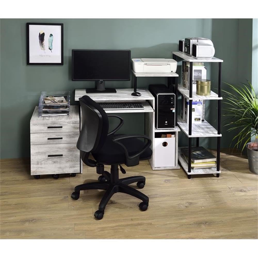 Acme Lyphre Solid Wood Computer Desk - Antique White & Black Home Office Desk for Work & Study | Perfect for Small Spaces, Remote Work & Gaming Setup