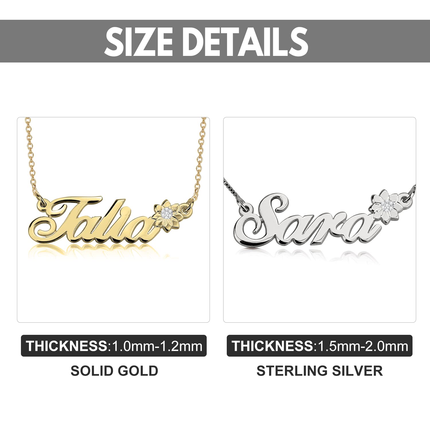 10K, 14K, 18K Solid Gold Personalized Name Necklace for Women - Custom Engraved Jewelry Gift (G-H Color, I2-I3 Clarity) - Perfect for Birthdays, Anniversaries & Special Occasions